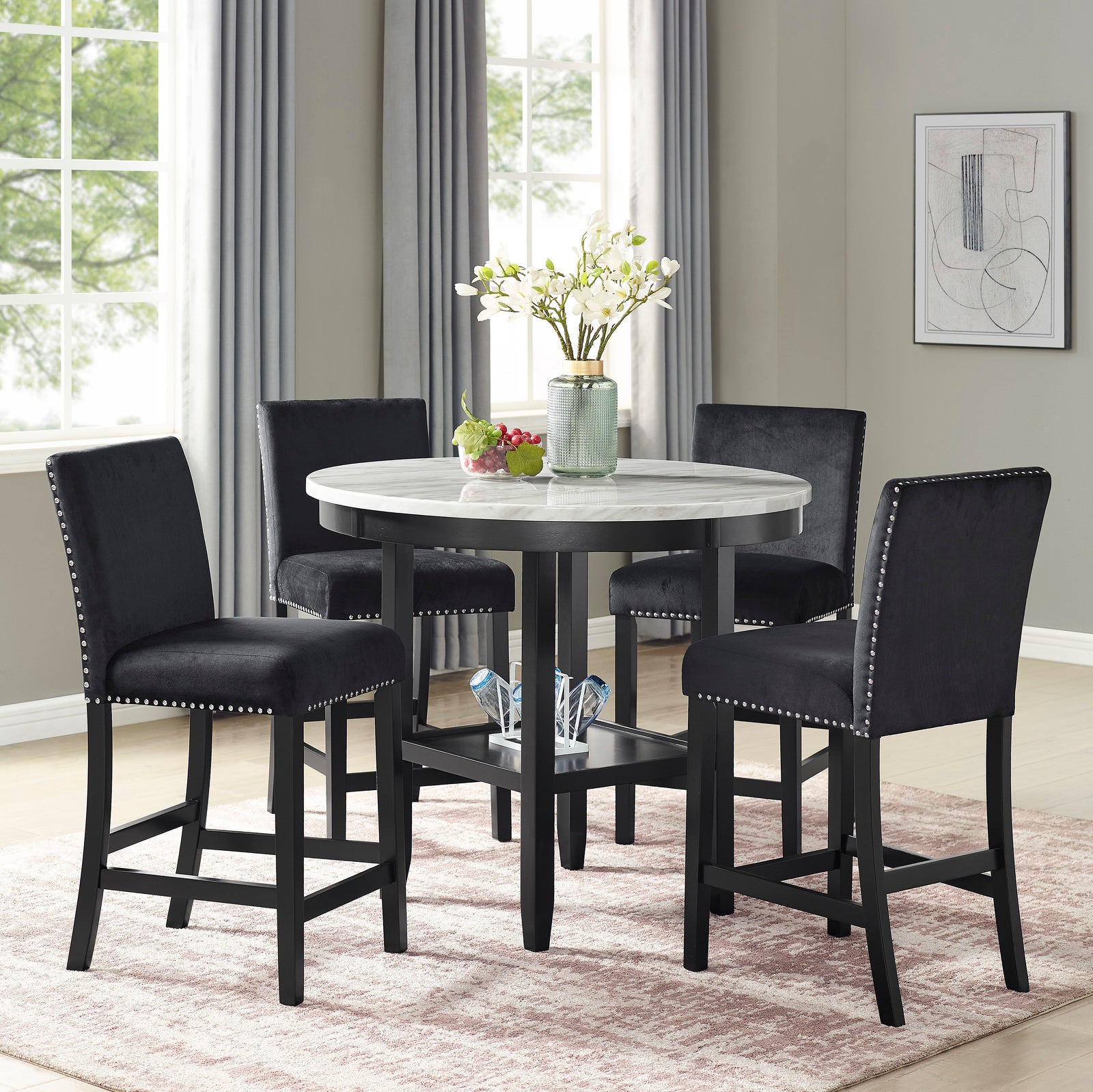 5PC LENA ROUND COUNTER HEIGHT TABLE