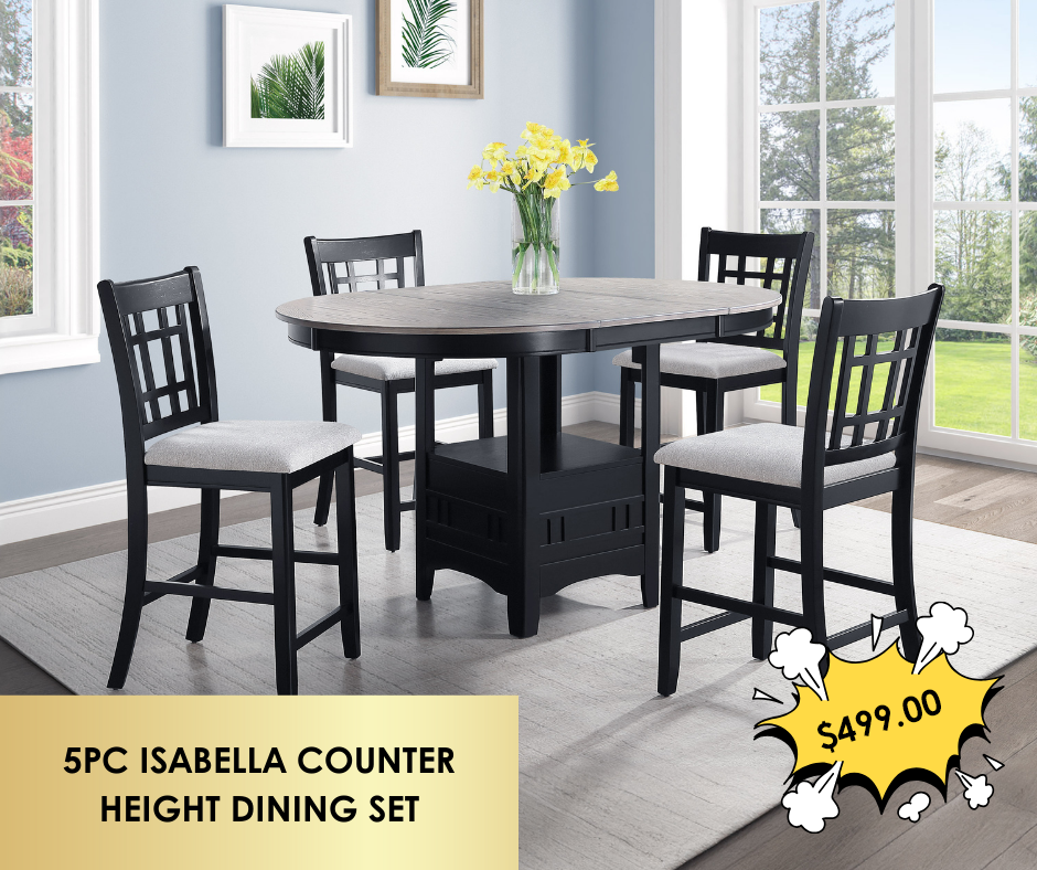 5PC ISABELLA COUNTER HEIGHT DINING SET