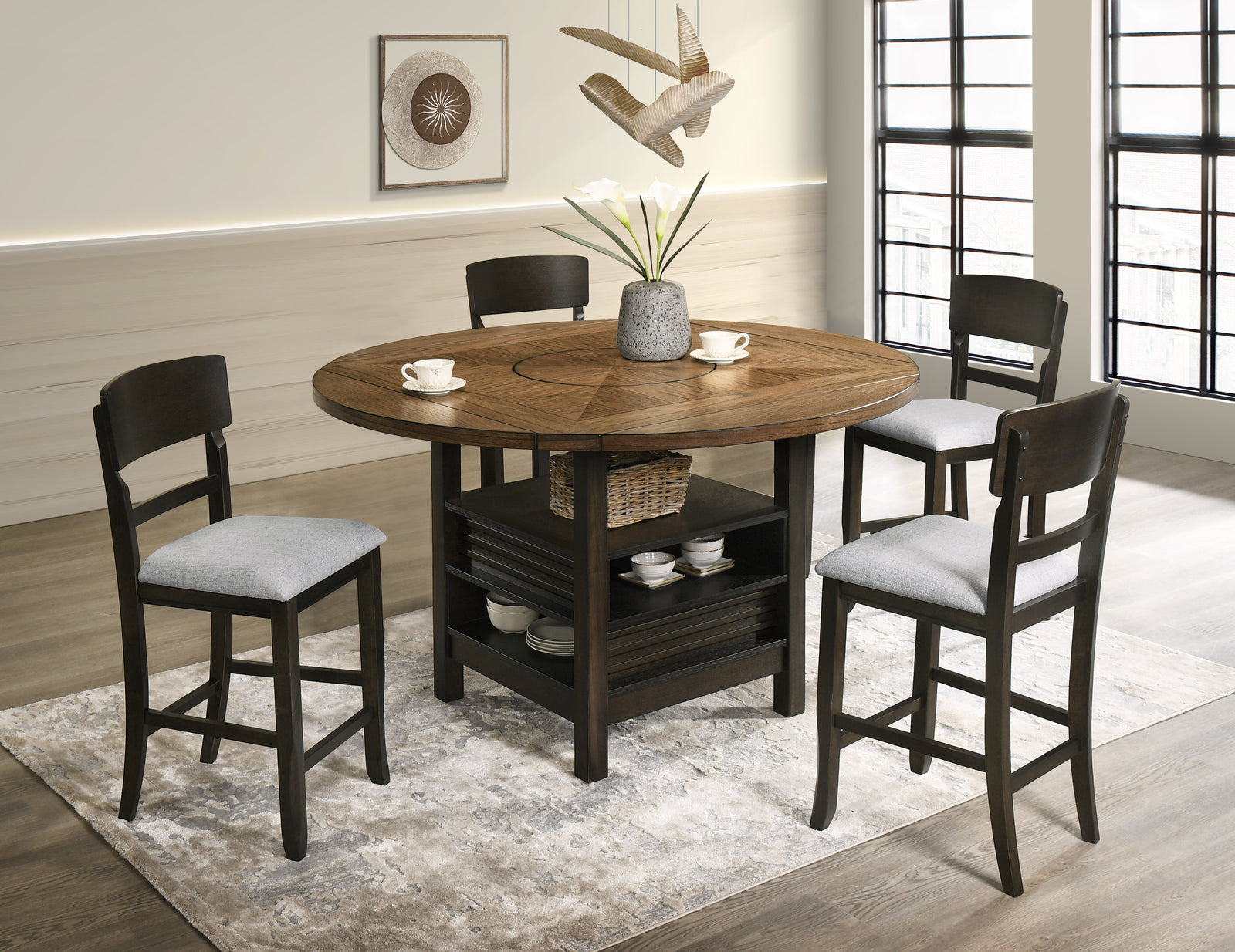 5PC OAKLY COUNTER HEIGHT TABLE SET