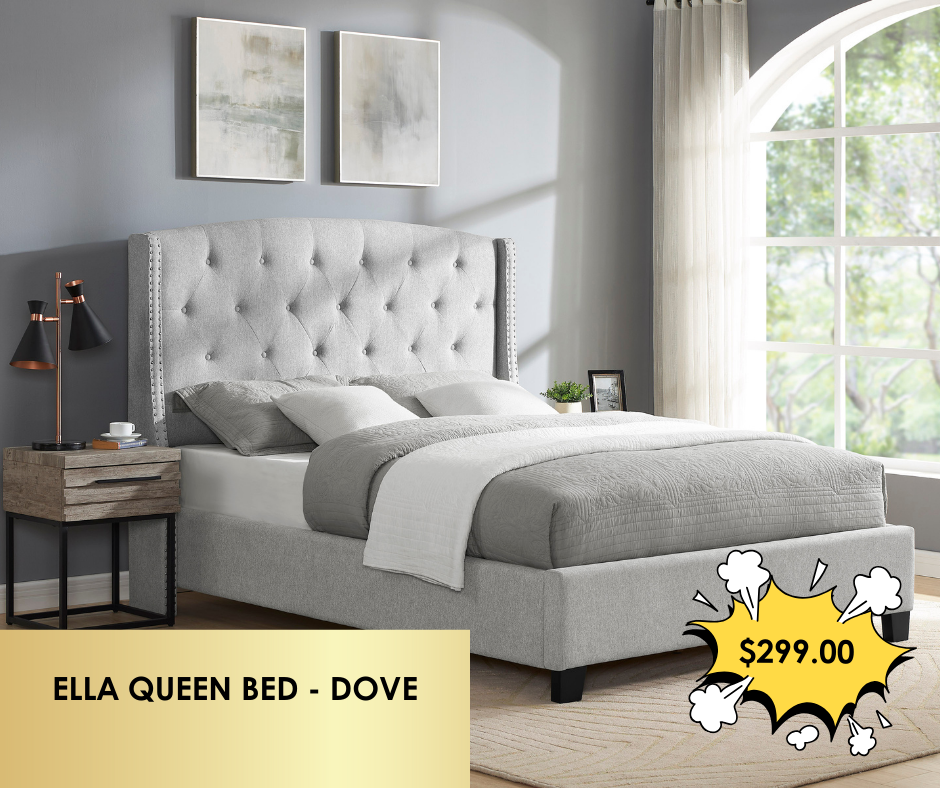 ELLA QUEEN BED  - DOVE