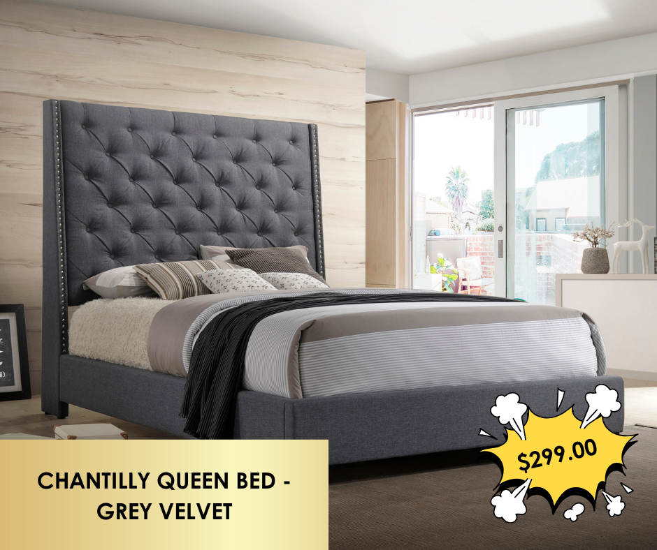 CHANTILLY QUEEN BED - GREY