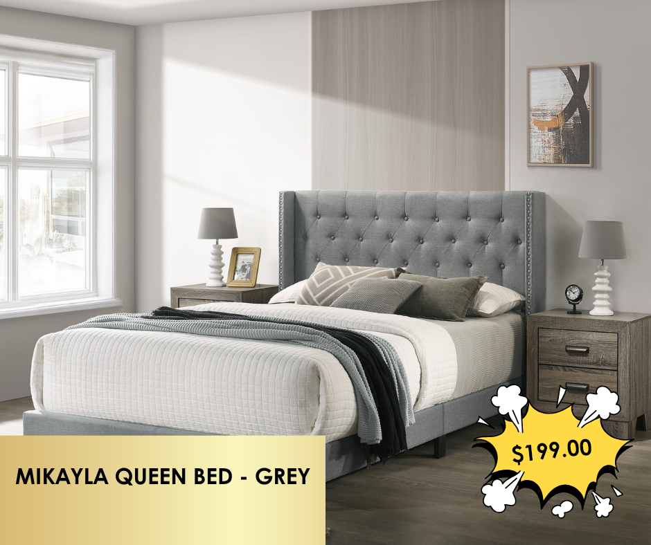 MIKAYLA QUEEN BED - GREY