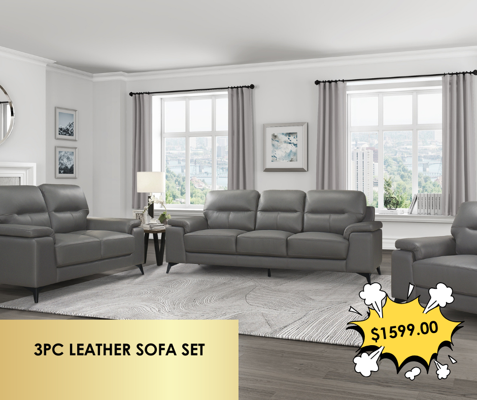 3PC LEATHER SOFA SET