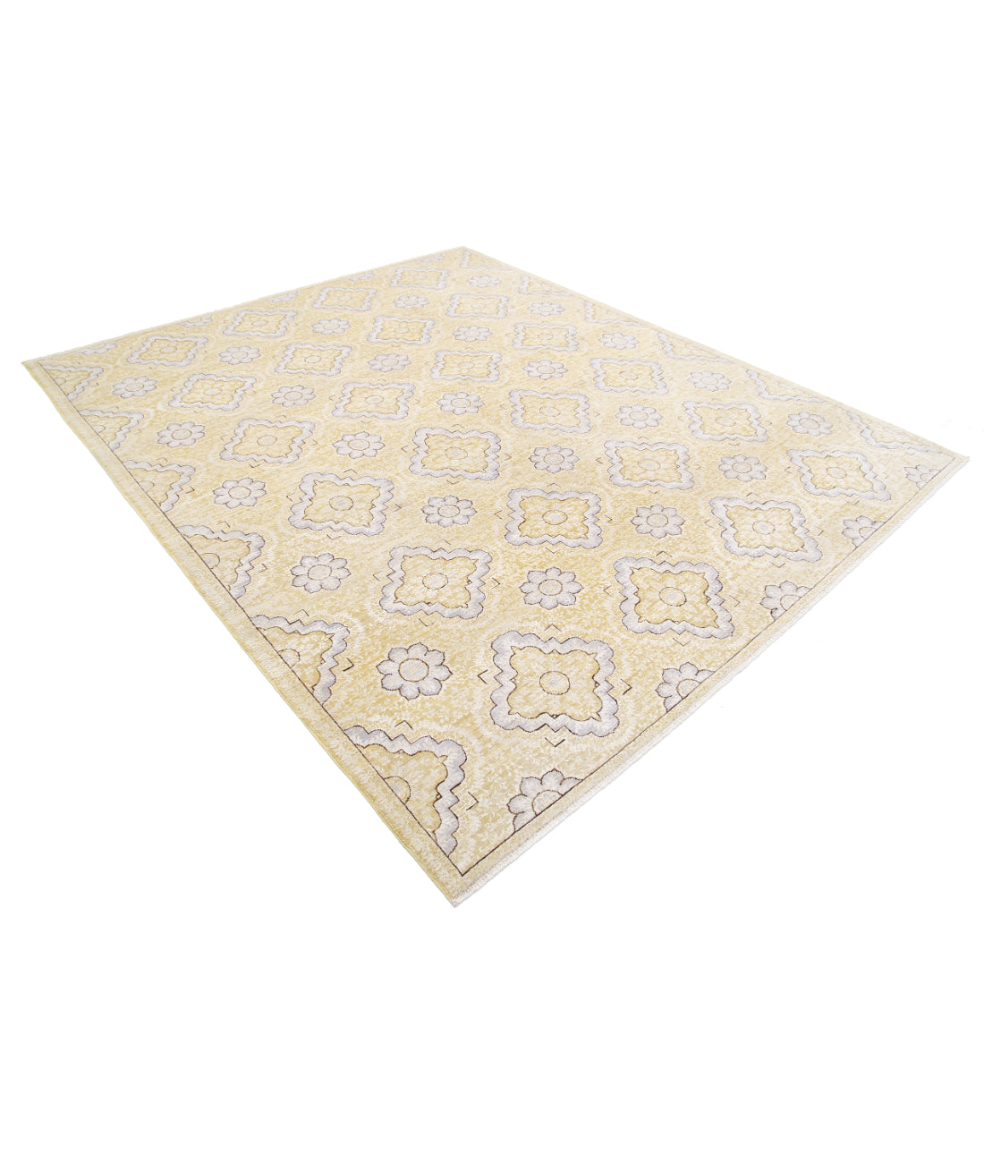 Hand Knotted Fine Artemix Wool Rug - 8'0'' x 9'6'' 8'0'' x 9'6'' (240 X 285) / Gold / Grey