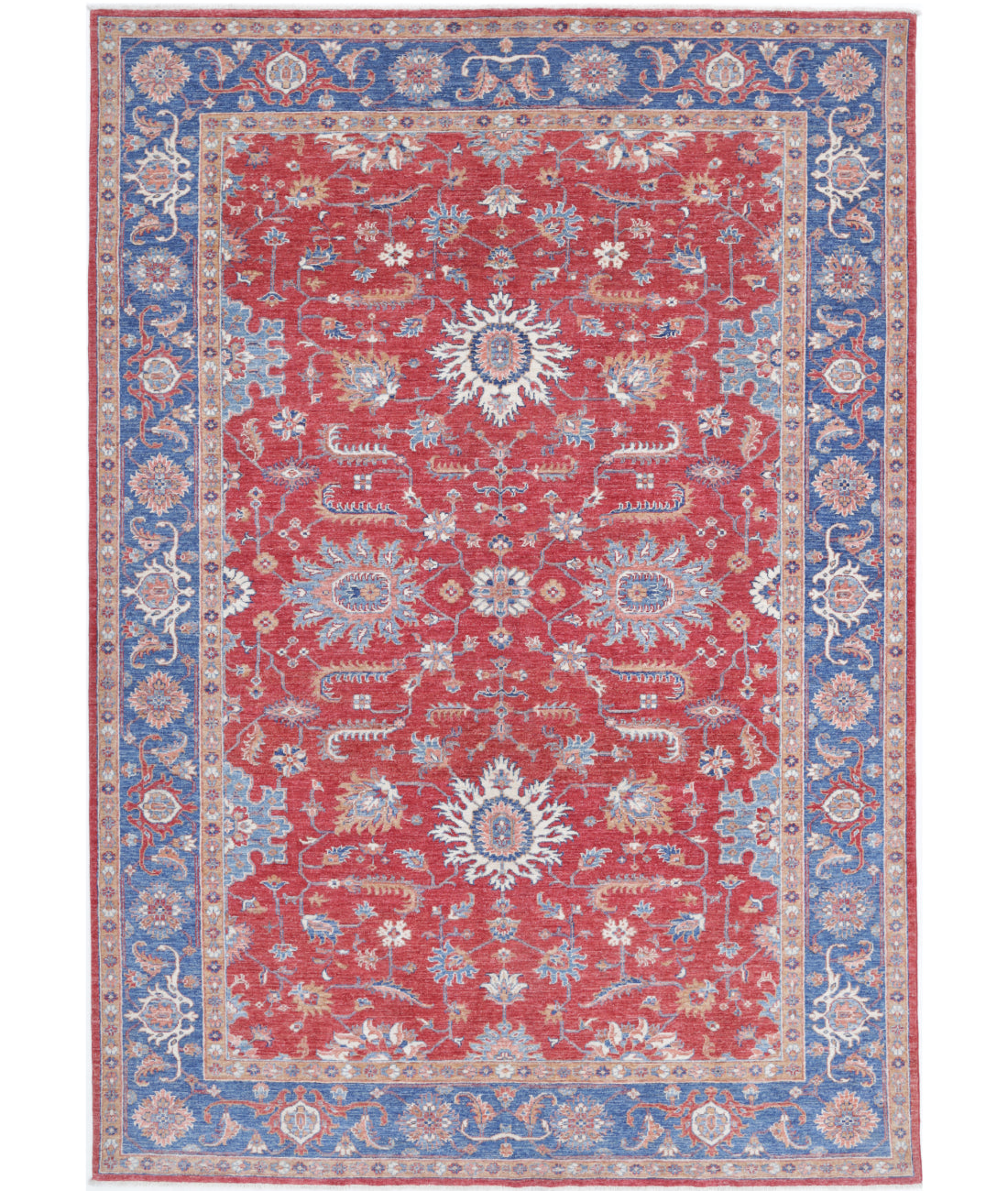 Hand Knotted Ziegler Farhan Wool Rug - 6'8'' x 9'10'' 6'8'' x 9'10'' (200 X 295) / Red / Blue