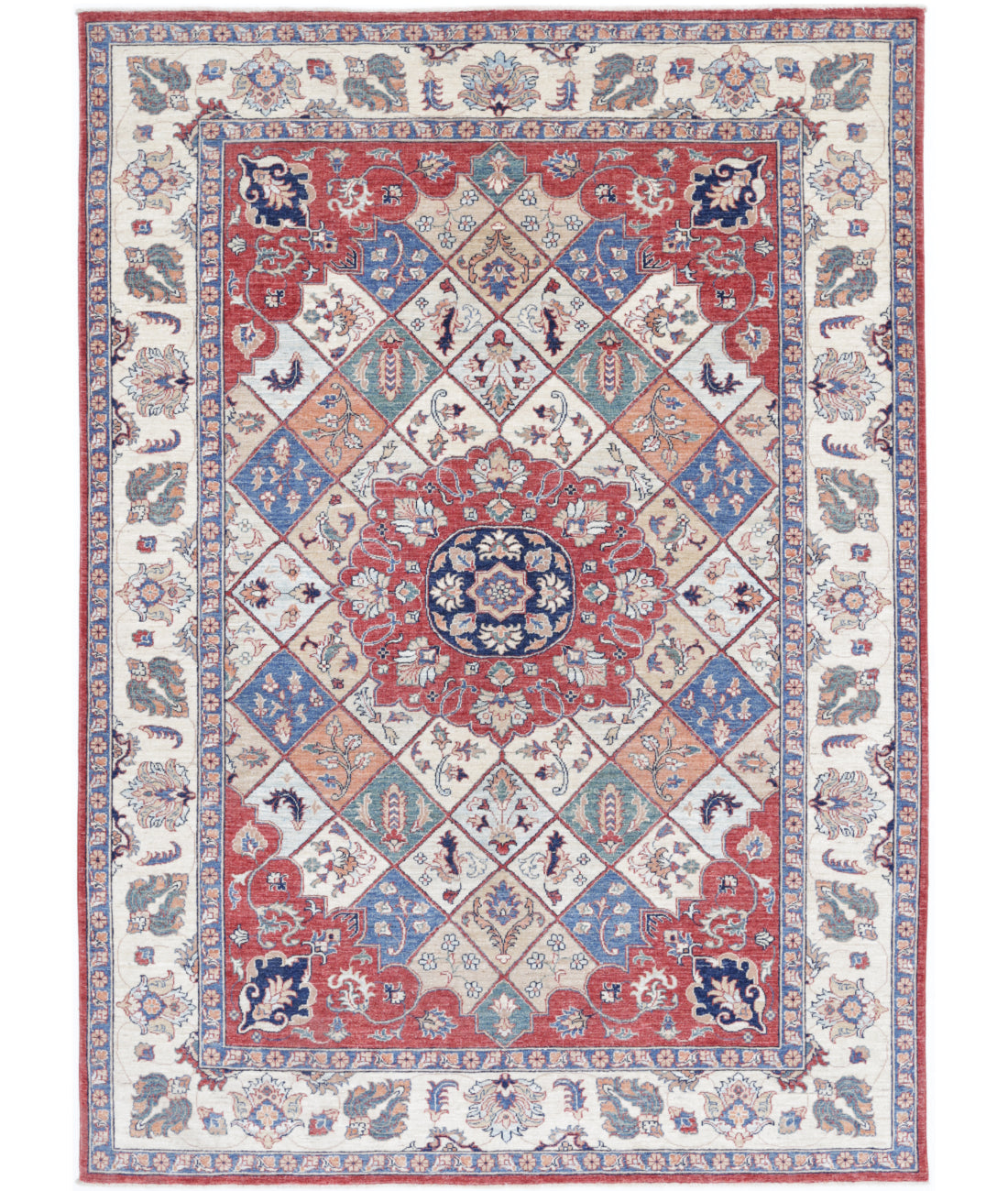 Hand Knotted Ziegler Farhan Wool Rug - 6'7'' x 9'3'' 6'7'' x 9'3'' (198 X 278) / Red / Ivory