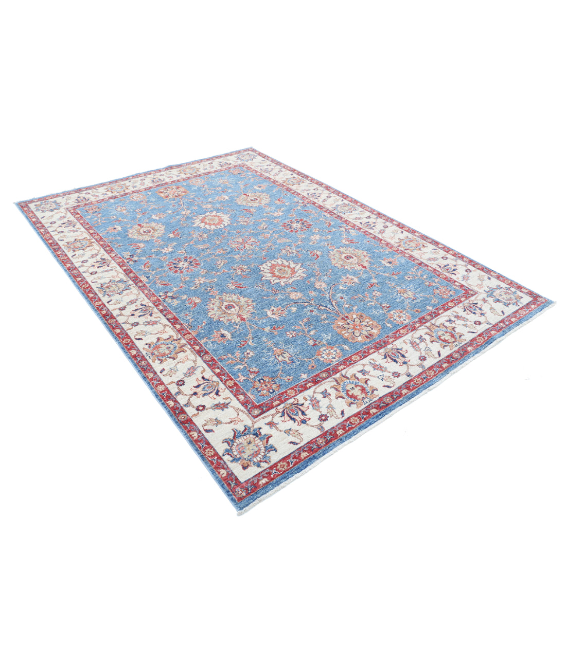 Hand Knotted Ziegler Farhan Wool Rug - 6'0'' x 8'3'' 6'0'' x 8'3'' (180 X 248) / Blue / Ivory