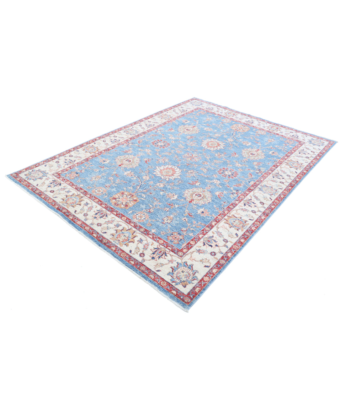 Hand Knotted Ziegler Farhan Wool Rug - 6'0'' x 8'3'' 6'0'' x 8'3'' (180 X 248) / Blue / Ivory