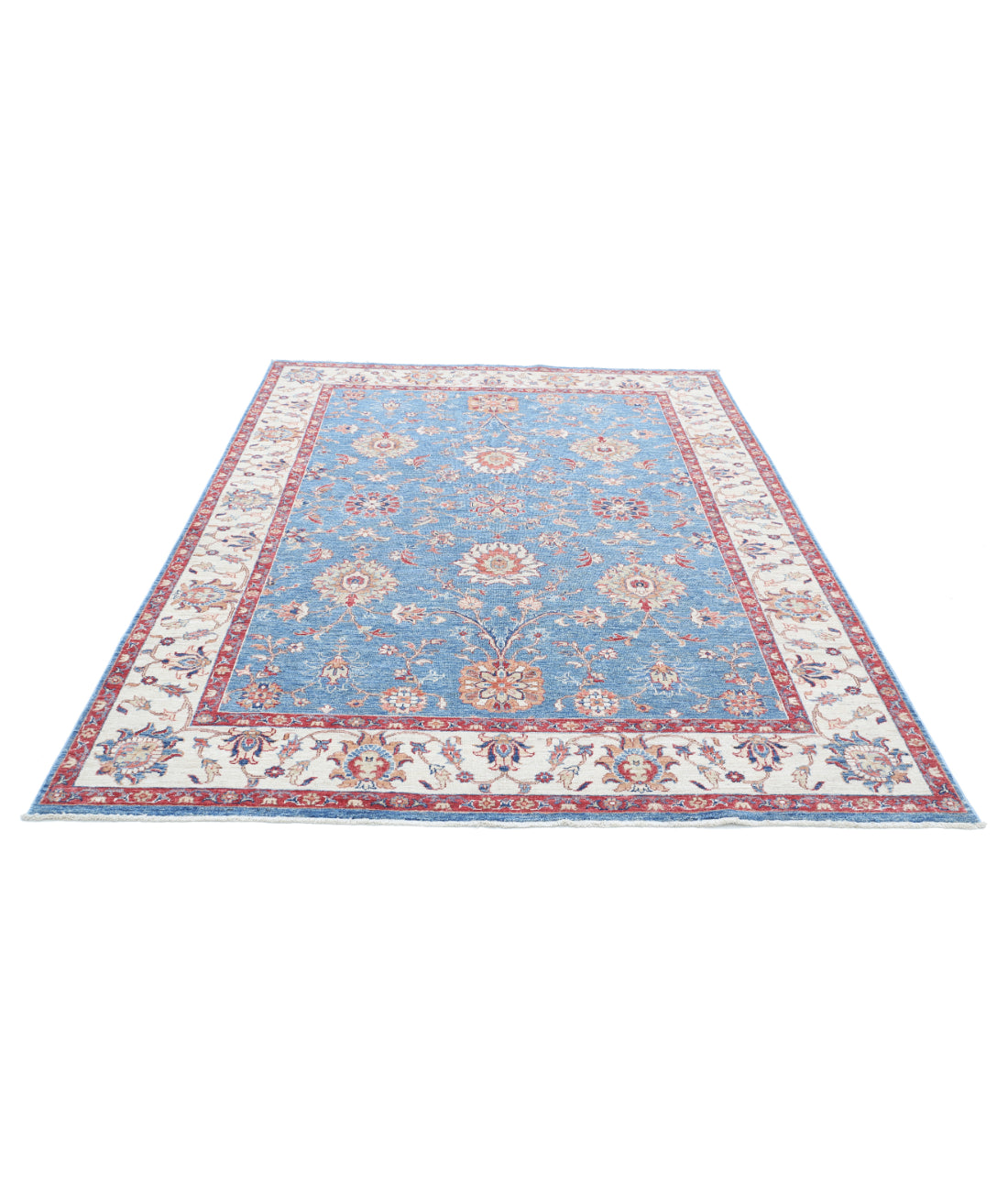 Hand Knotted Ziegler Farhan Wool Rug - 6'0'' x 8'3'' 6'0'' x 8'3'' (180 X 248) / Blue / Ivory