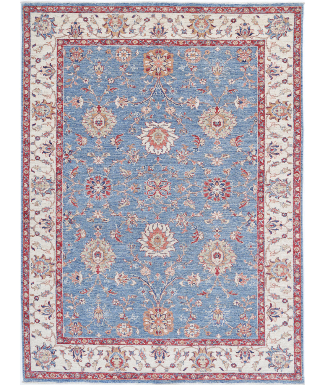 Hand Knotted Ziegler Farhan Wool Rug - 6&#39;0&#39;&#39; x 8&#39;3&#39;&#39; 6&#39;0&#39;&#39; x 8&#39;3&#39;&#39; (180 X 248) / Blue / Ivory