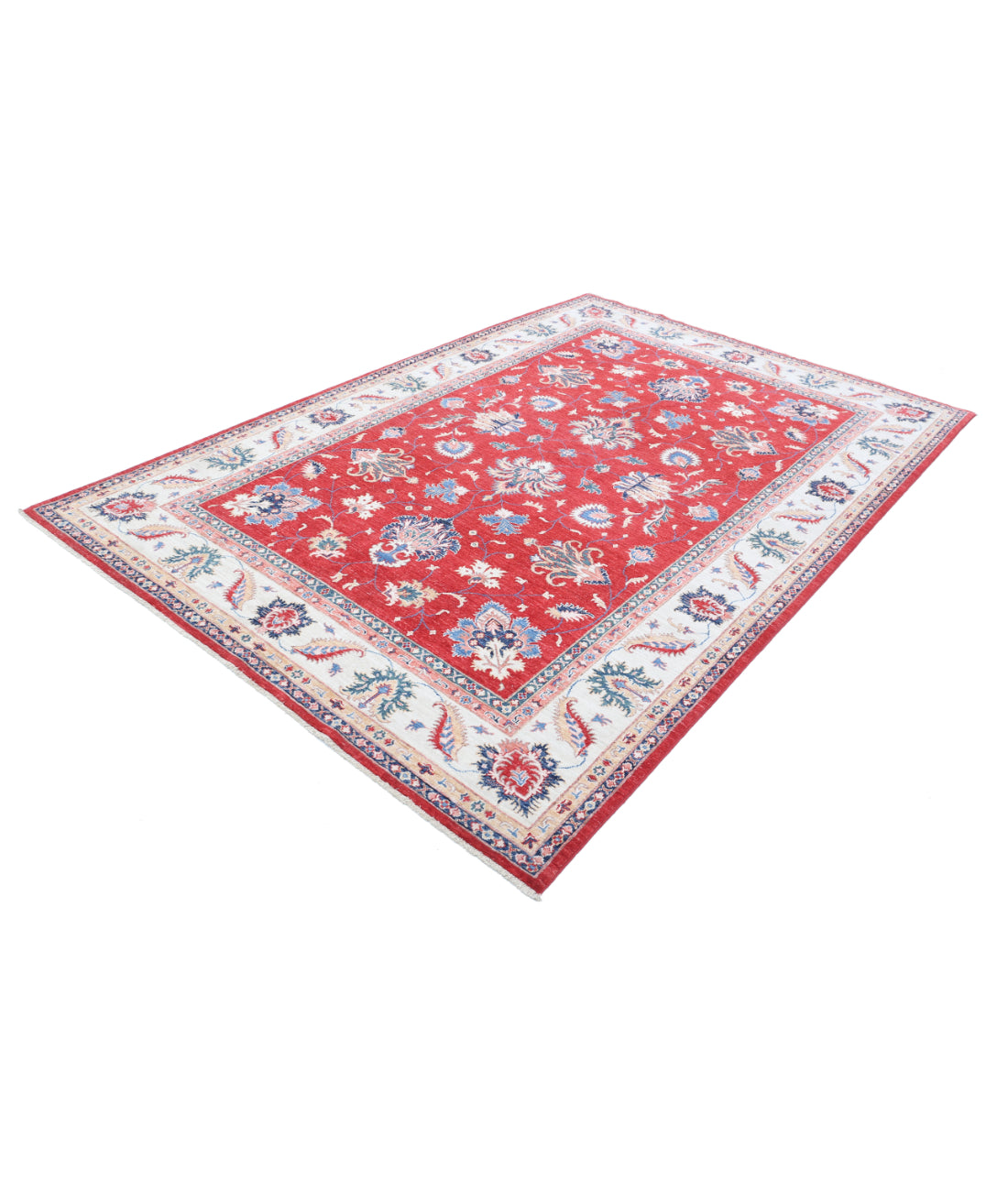 Hand Knotted Ziegler Farhan Wool Rug - 6'6'' x 9'4'' 6'6'' x 9'4'' (195 X 280) / Red / Ivory