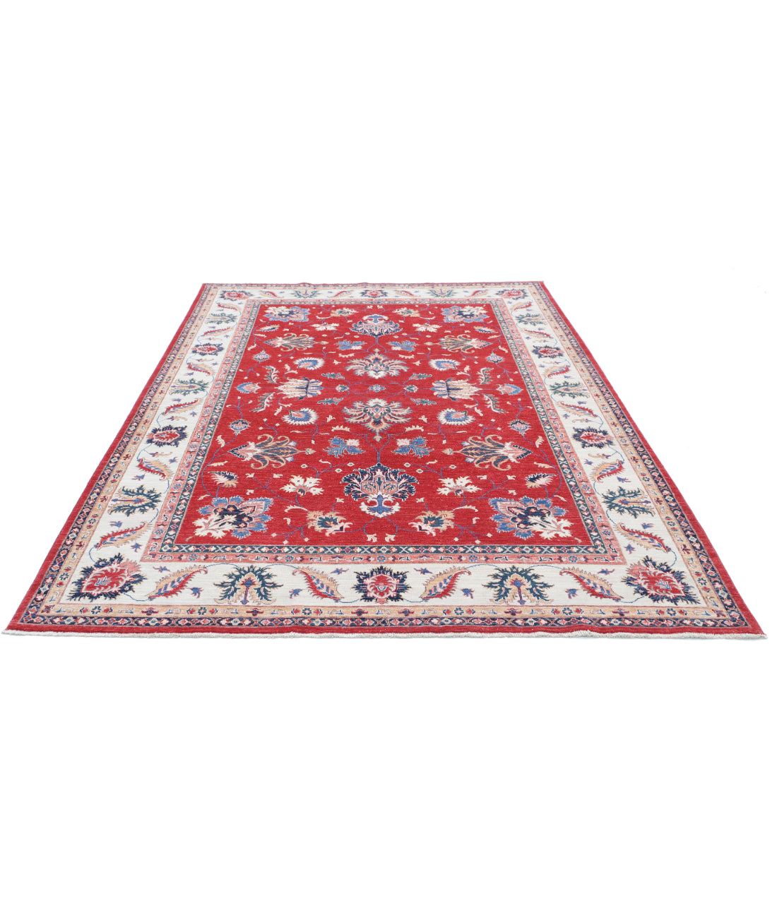 Hand Knotted Ziegler Farhan Wool Rug - 6'6'' x 9'4'' 6'6'' x 9'4'' (195 X 280) / Red / Ivory