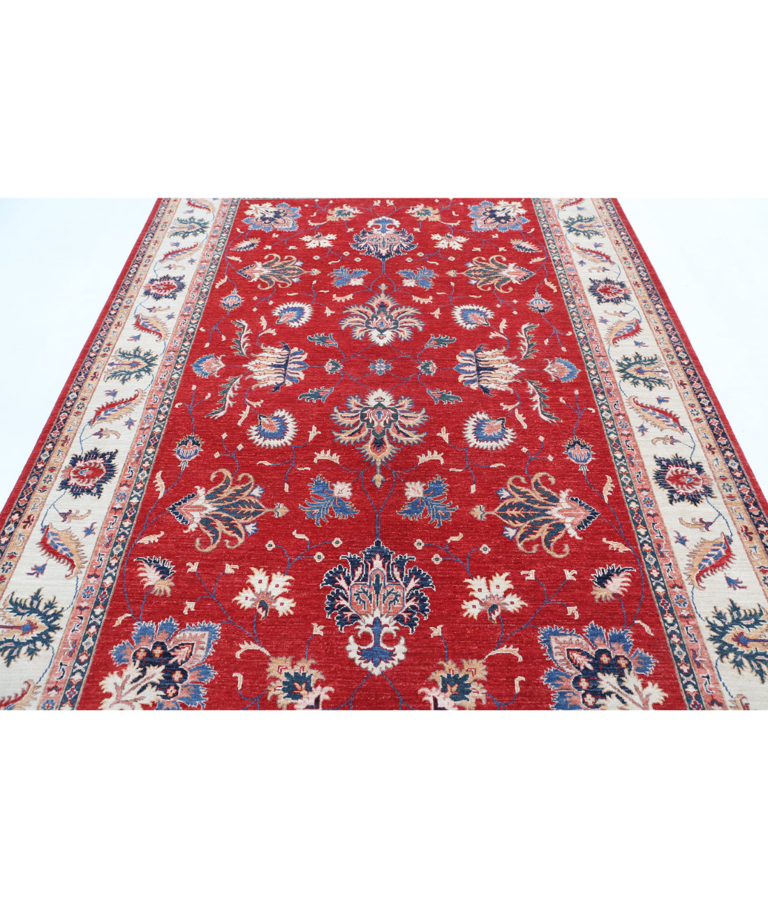 Hand Knotted Ziegler Farhan Wool Rug - 6'6'' x 9'4'' 6'6'' x 9'4'' (195 X 280) / Red / Ivory