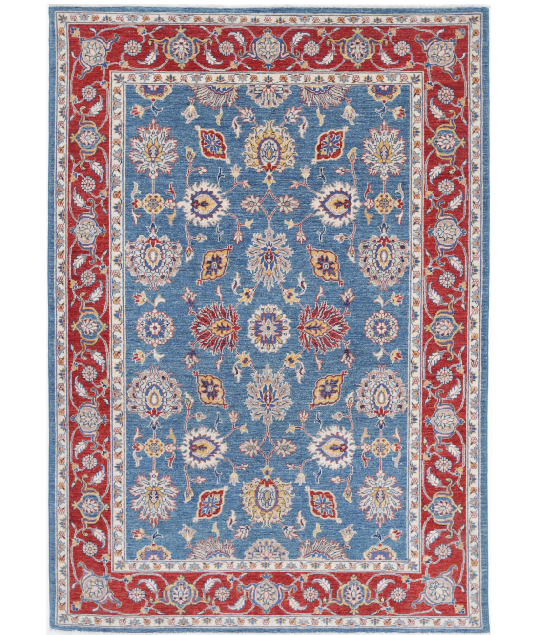 Hand Knotted Ziegler Farhan Wool Rug - 5'4'' x 7'10'' 5'4'' x 7'10'' (160 X 235) / Blue / Red