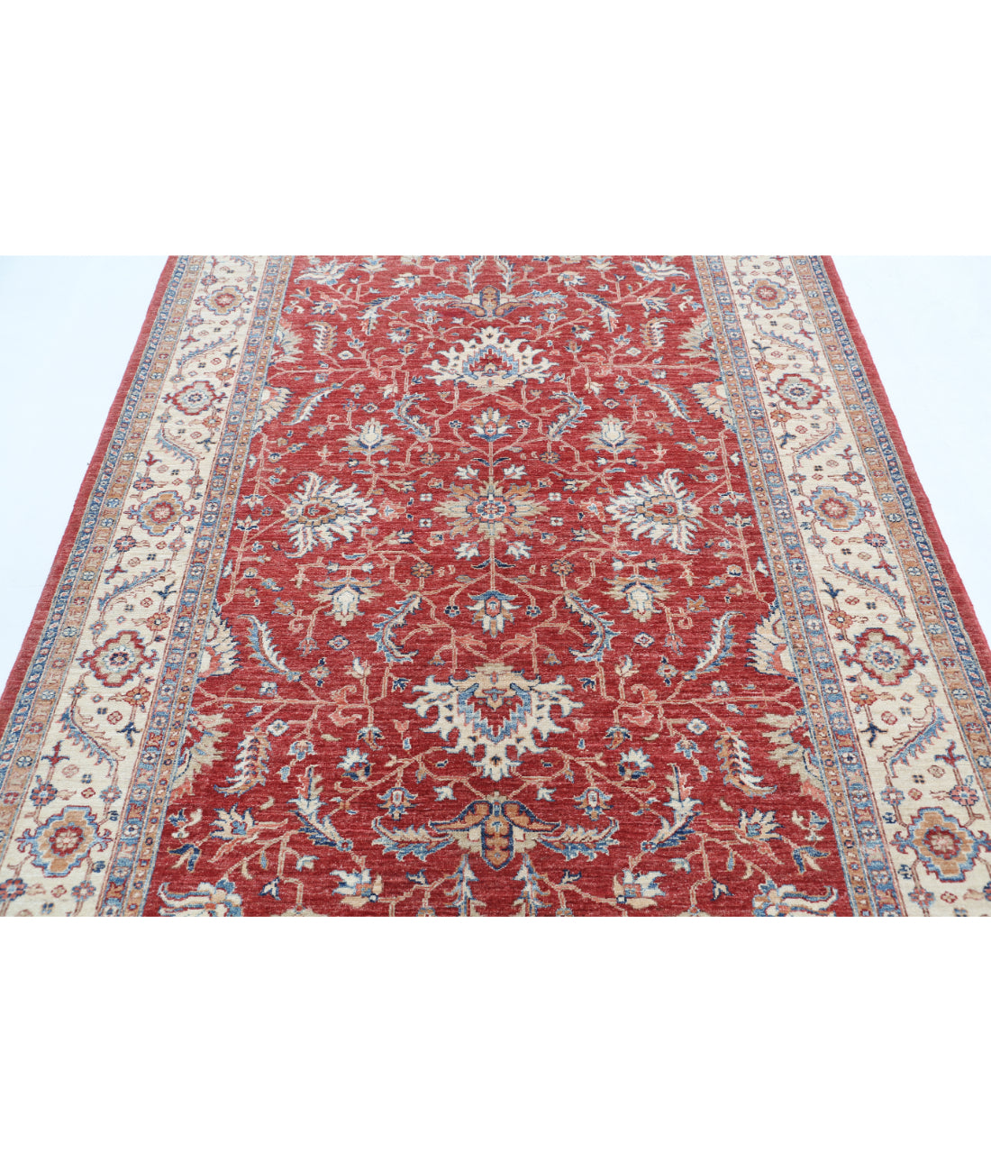 Hand Knotted Ziegler Farhan Wool Rug - 5'8'' x 7'9'' 5'8'' x 7'9'' (170 X 233) / Red / Ivory