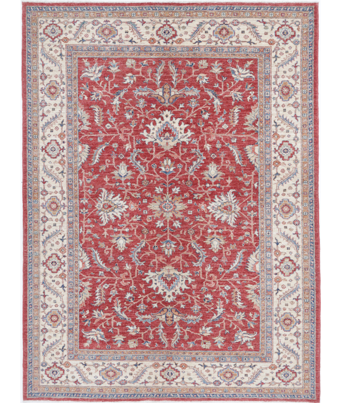 Hand Knotted Ziegler Farhan Wool Rug - 5'8'' x 7'9'' 5'8'' x 7'9'' (170 X 233) / Red / Ivory