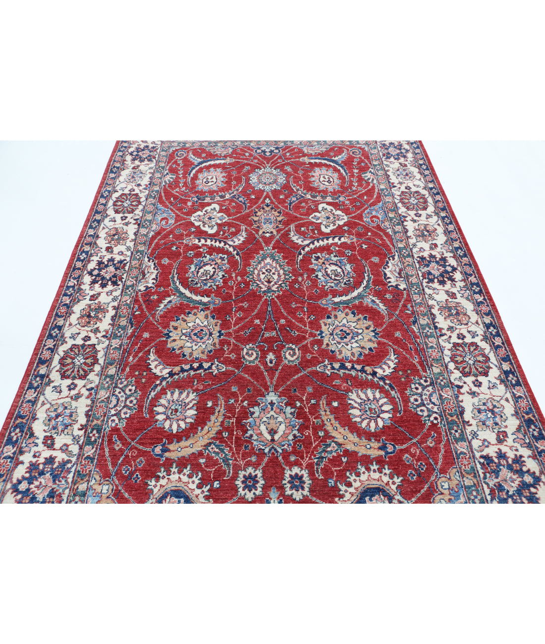 Hand Knotted Ziegler Farhan Wool Rug - 5'4'' x 8'0'' 5'4'' x 8'0'' (160 X 240) / Red / Ivory