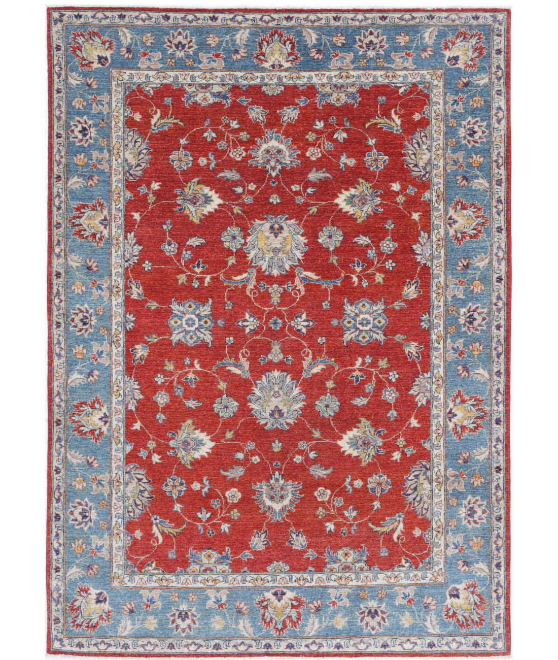 Hand Knotted Ziegler Farhan Wool Rug - 5&#39;5&#39;&#39; x 7&#39;10&#39;&#39; 5&#39;5&#39;&#39; x 7&#39;10&#39;&#39; (163 X 235) / Red / Blue