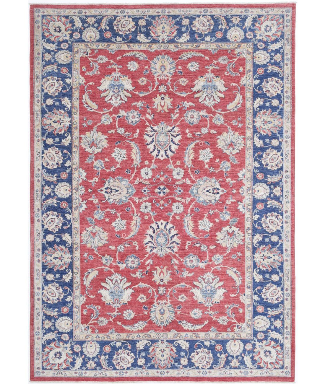 Hand Knotted Ziegler Farhan Wool Rug - 6'8'' x 9'8'' 6'8'' x 9'8'' (200 X 290) / Red / Blue