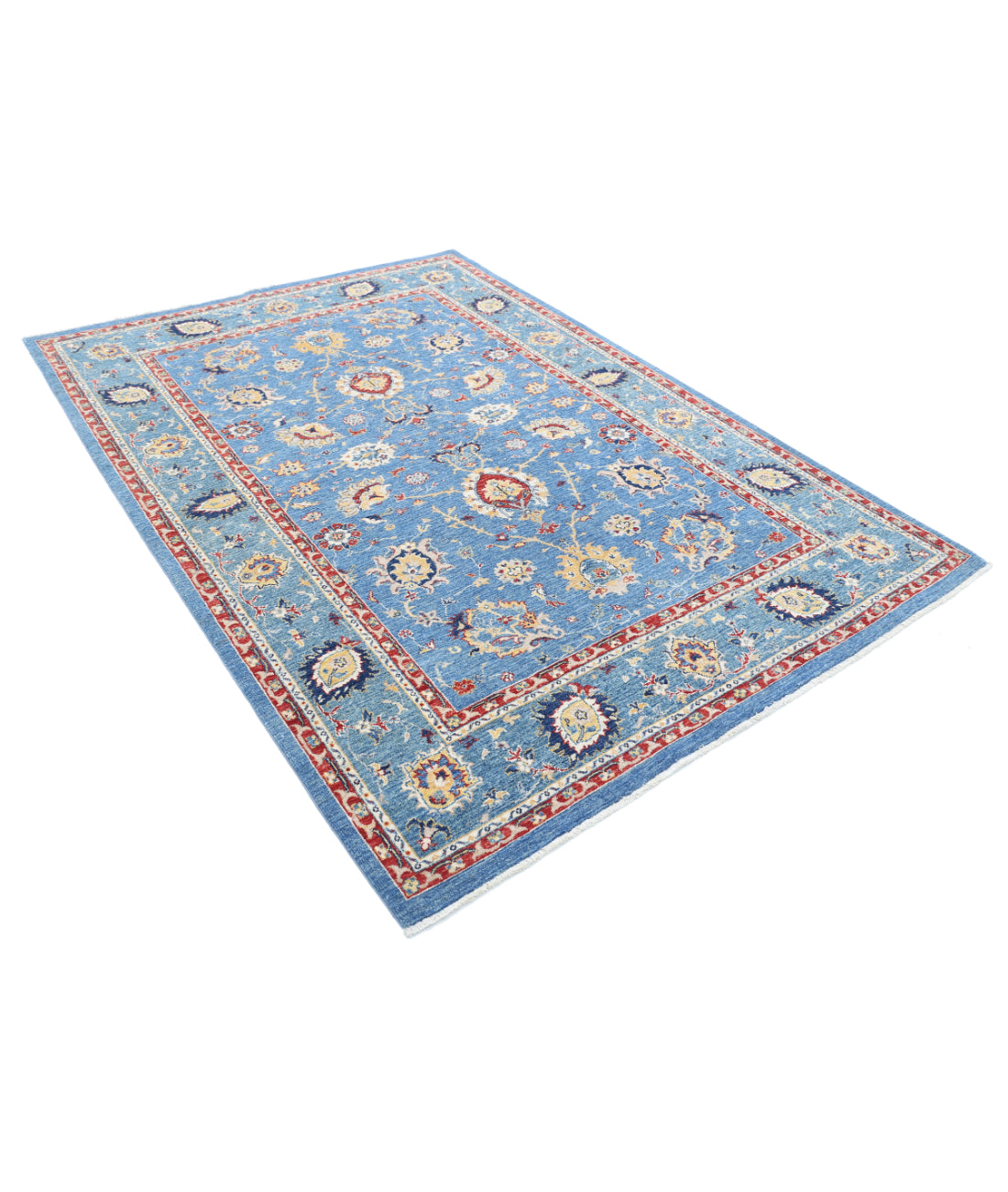 Hand Knotted Ziegler Farhan Wool Rug - 5'7'' x 7'10'' 5'7'' x 7'10'' (168 X 235) / Blue / Red