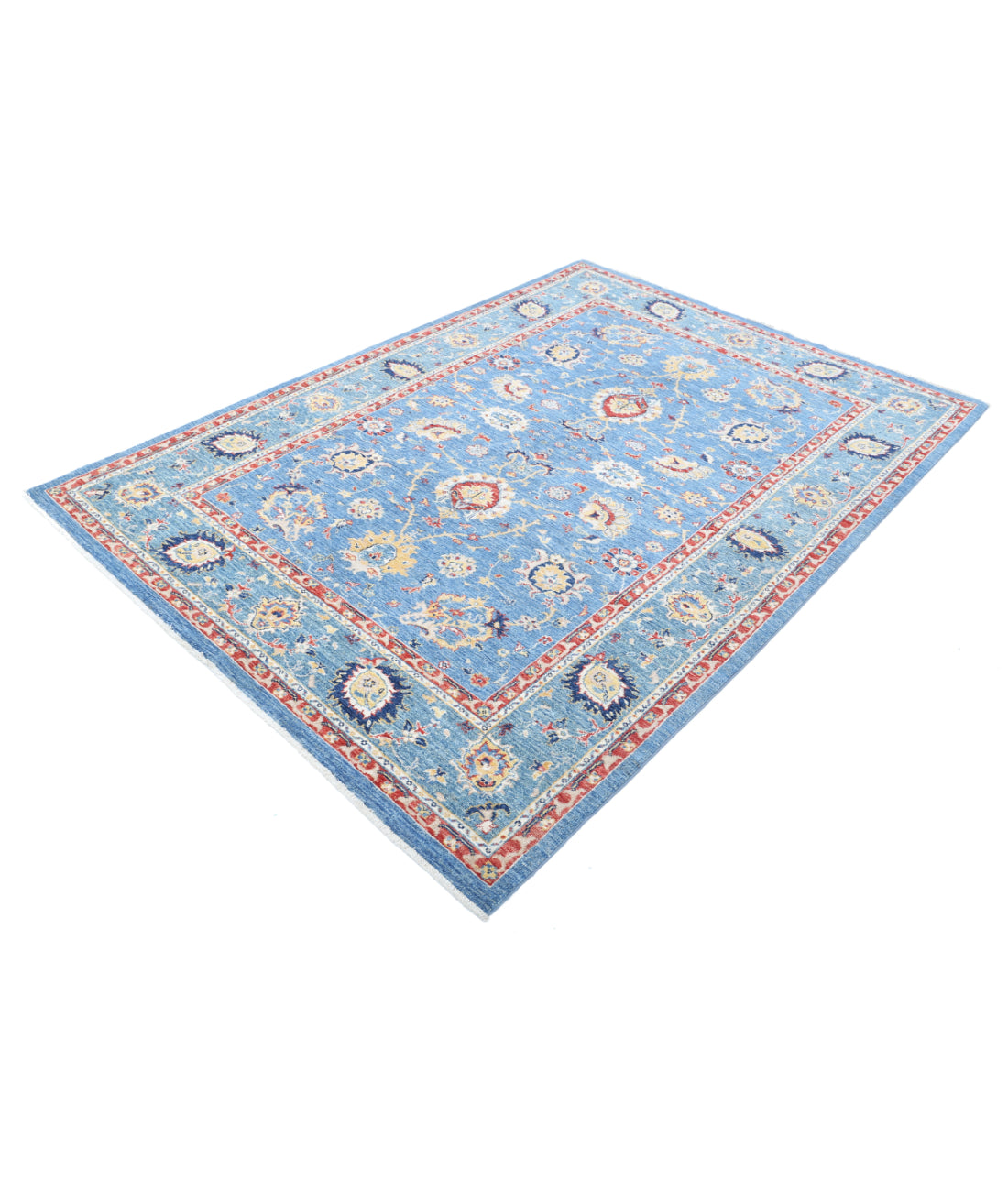 Hand Knotted Ziegler Farhan Wool Rug - 5'7'' x 7'10'' 5'7'' x 7'10'' (168 X 235) / Blue / Red