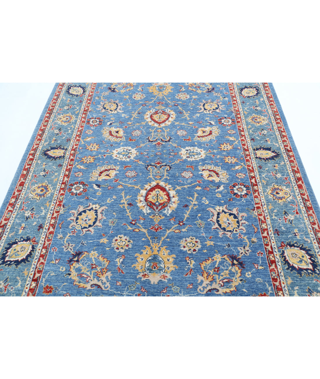 Hand Knotted Ziegler Farhan Wool Rug - 5'7'' x 7'10'' 5'7'' x 7'10'' (168 X 235) / Blue / Red