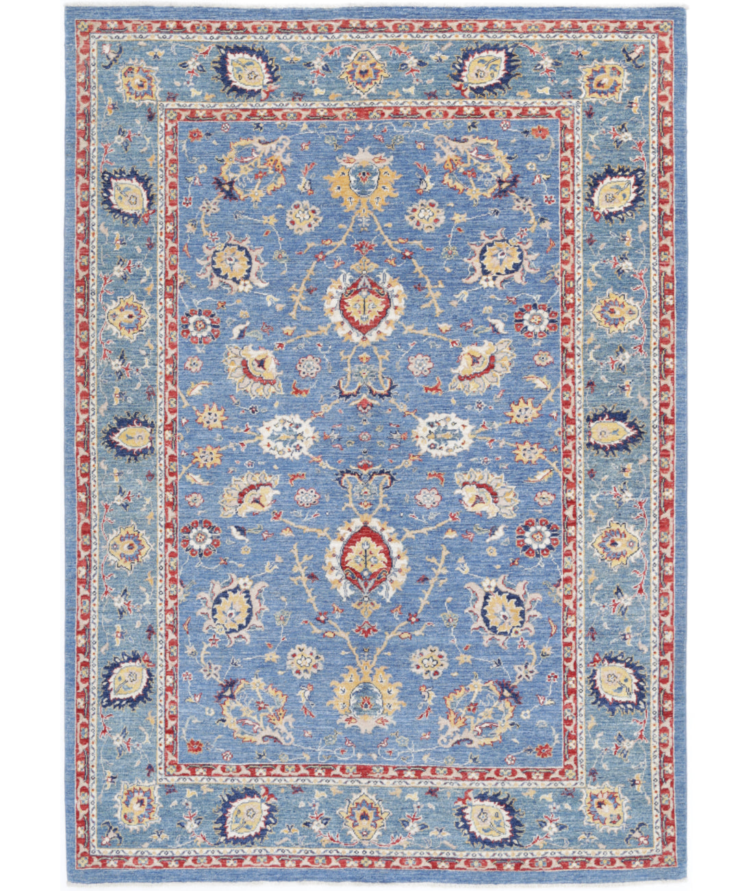 Hand Knotted Ziegler Farhan Wool Rug - 5&#39;7&#39;&#39; x 7&#39;10&#39;&#39; 5&#39;7&#39;&#39; x 7&#39;10&#39;&#39; (168 X 235) / Blue / Red