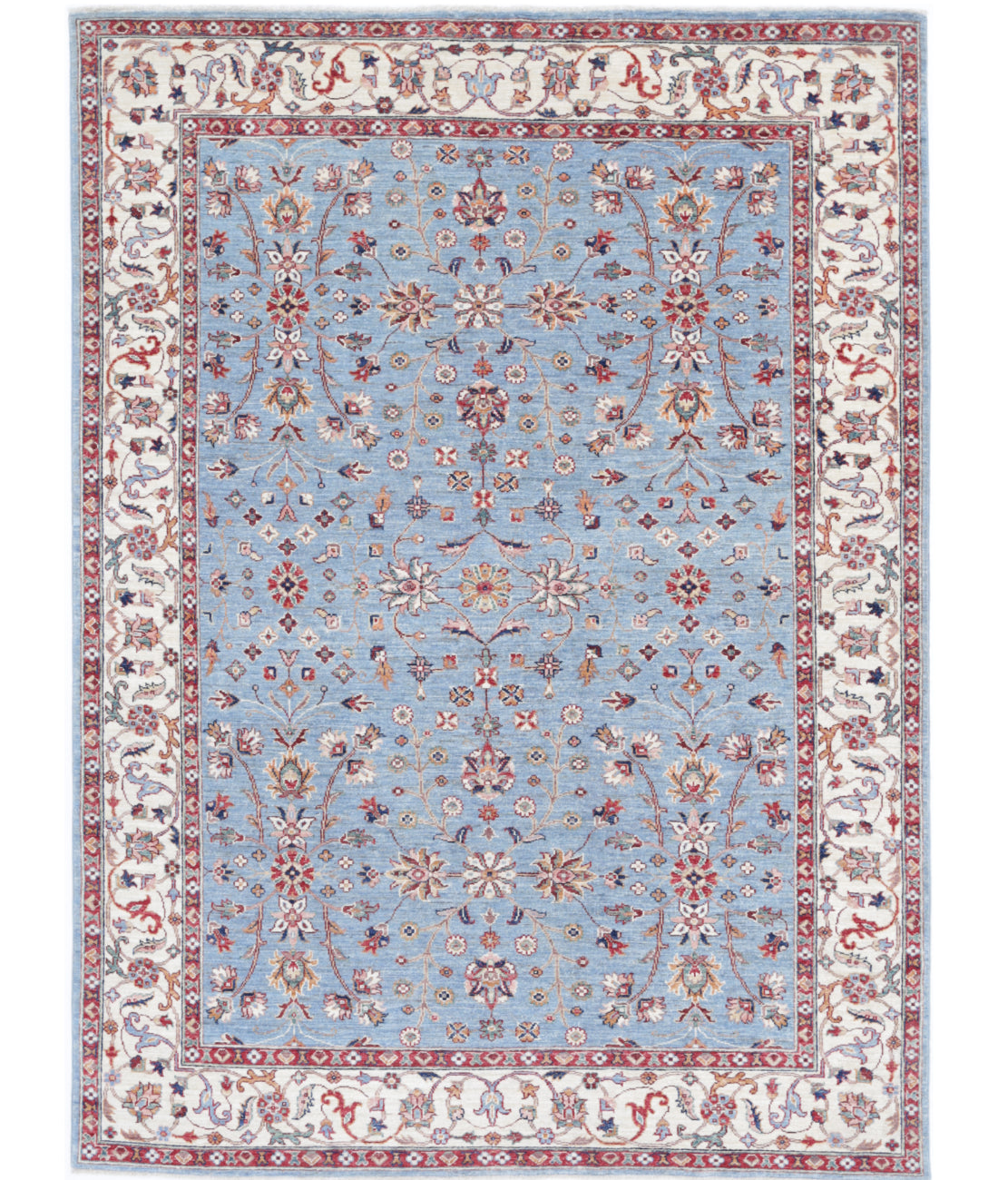 Hand Knotted Ziegler Farhan Wool Rug - 5&#39;9&#39;&#39; x 7&#39;9&#39;&#39; 5&#39;9&#39;&#39; x 7&#39;9&#39;&#39; (173 X 233) / Blue / Ivory