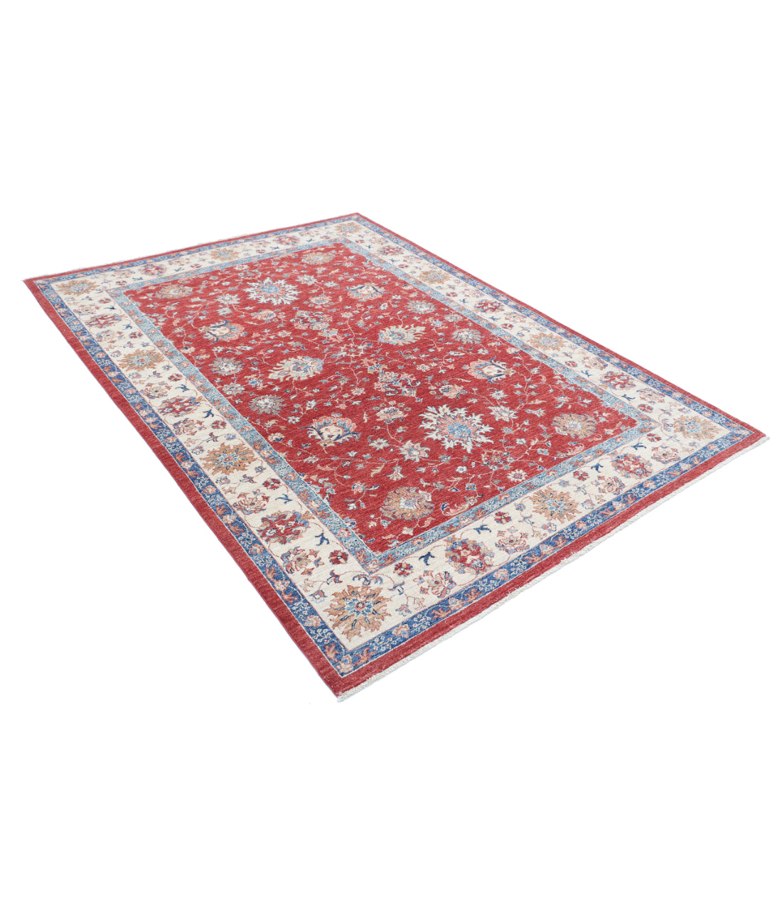 Hand Knotted Ziegler Farhan Wool Rug - 5'8'' x 7'8'' 5'8'' x 7'8'' (170 X 230) / Red / Ivory