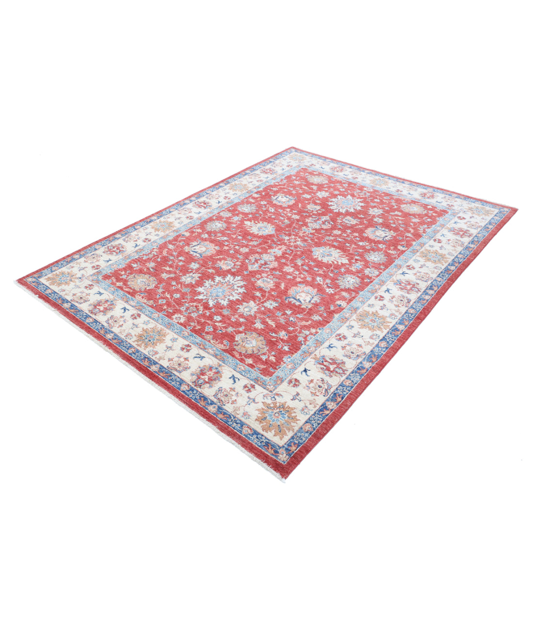 Hand Knotted Ziegler Farhan Wool Rug - 5'8'' x 7'8'' 5'8'' x 7'8'' (170 X 230) / Red / Ivory