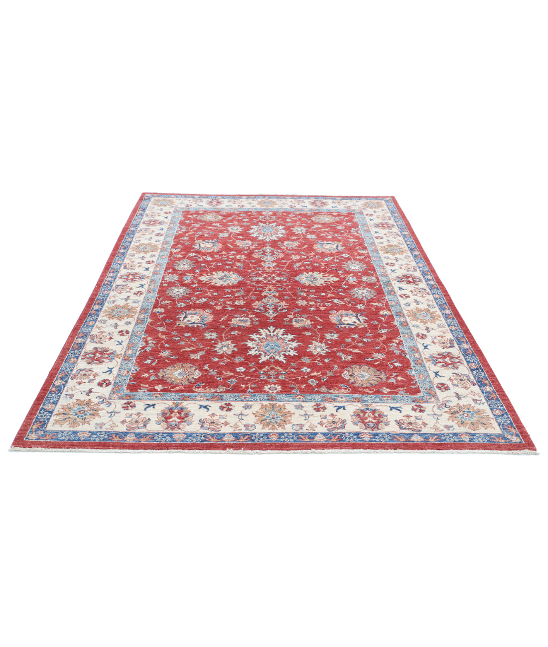 Hand Knotted Ziegler Farhan Wool Rug - 5'8'' x 7'8'' 5'8'' x 7'8'' (170 X 230) / Red / Ivory