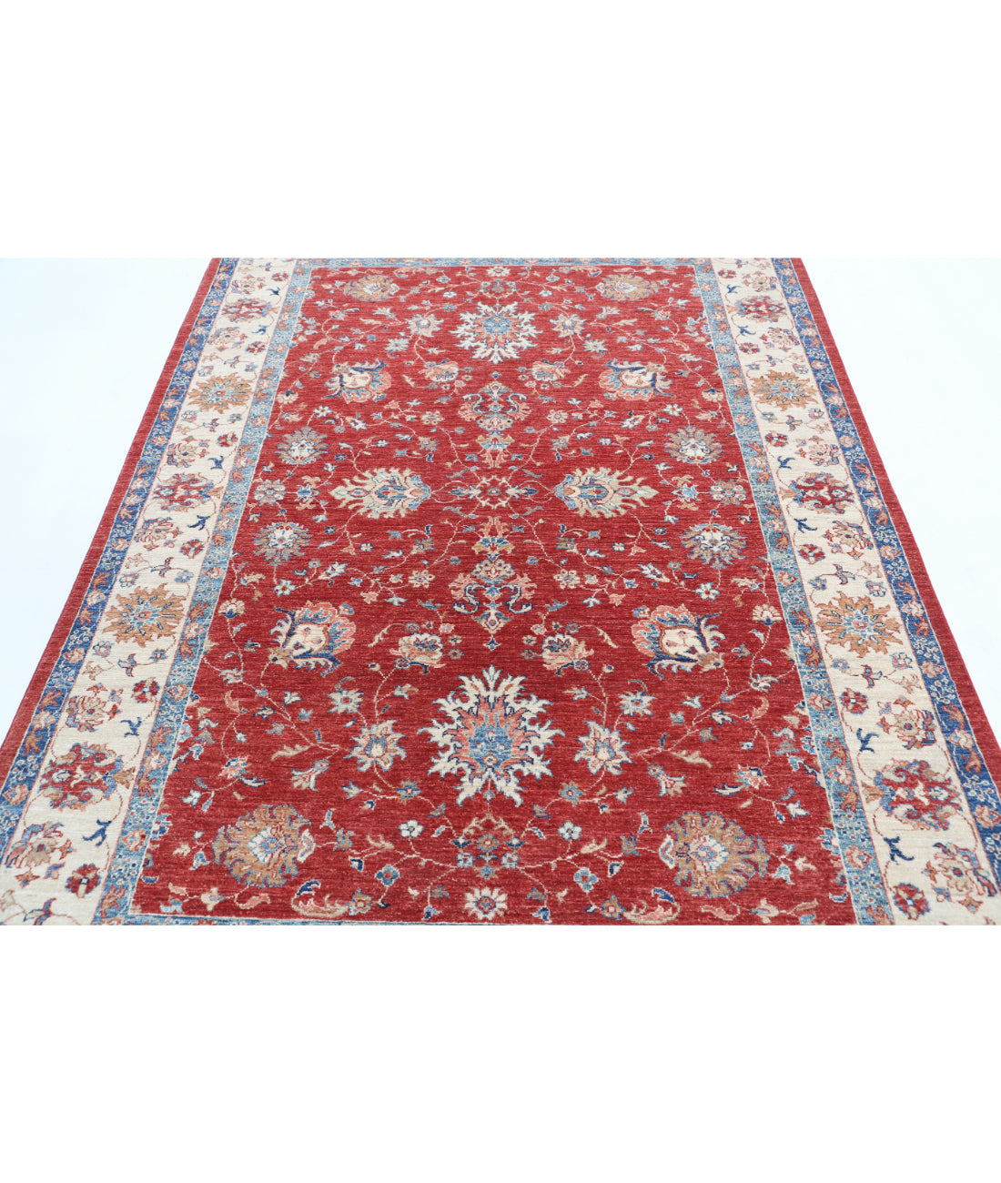 Hand Knotted Ziegler Farhan Wool Rug - 5'8'' x 7'8'' 5'8'' x 7'8'' (170 X 230) / Red / Ivory