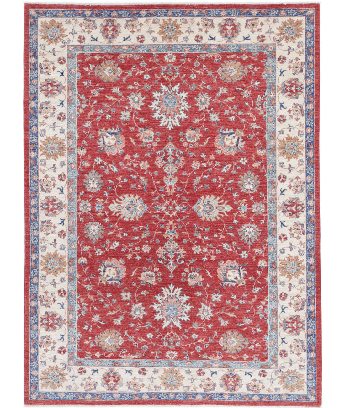 Hand Knotted Ziegler Farhan Wool Rug - 5&#39;8&#39;&#39; x 7&#39;8&#39;&#39; 5&#39;8&#39;&#39; x 7&#39;8&#39;&#39; (170 X 230) / Red / Ivory