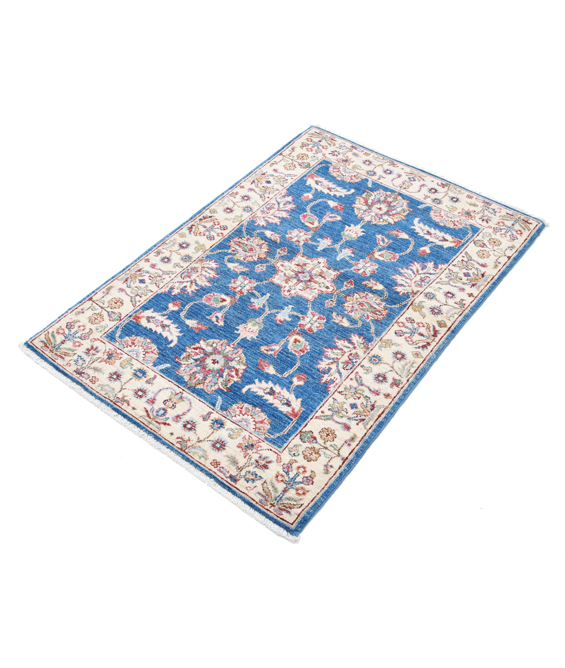 Hand Knotted Ziegler Farhan Wool Rug - 2'7'' x 3'10'' 2'7'' x 3'10'' (78 X 115) / Blue / Ivory