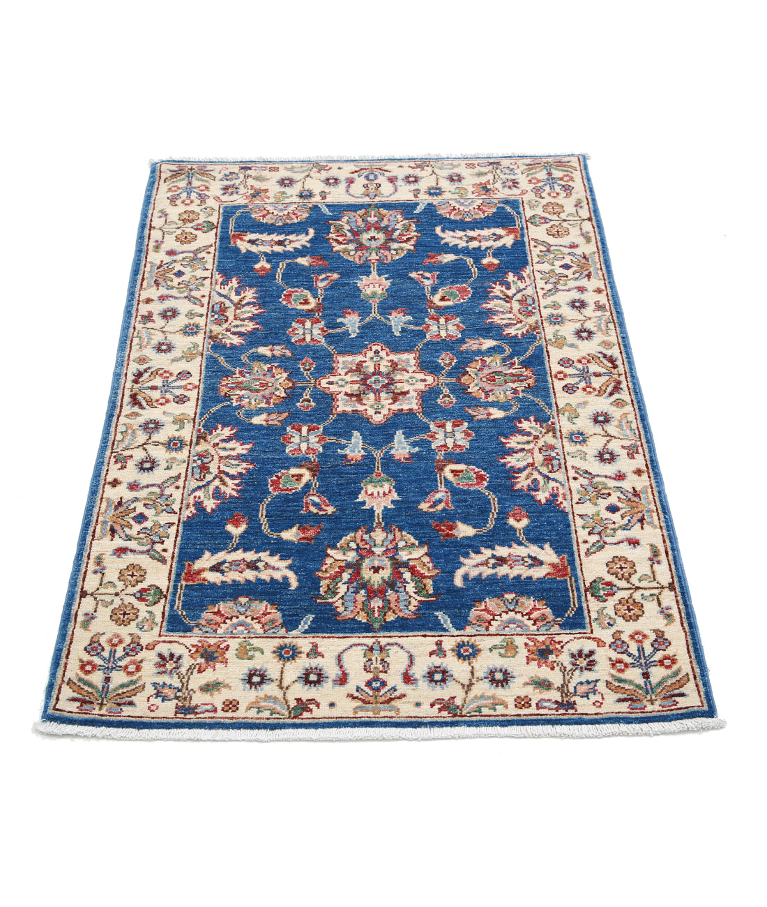 Hand Knotted Ziegler Farhan Wool Rug - 2'7'' x 3'10'' 2'7'' x 3'10'' (78 X 115) / Blue / Ivory