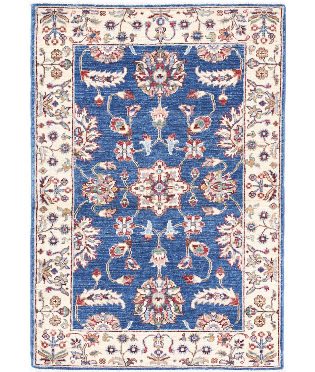 Hand Knotted Ziegler Farhan Wool Rug - 2&#39;7&#39;&#39; x 3&#39;10&#39;&#39; 2&#39;7&#39;&#39; x 3&#39;10&#39;&#39; (78 X 115) / Blue / Ivory