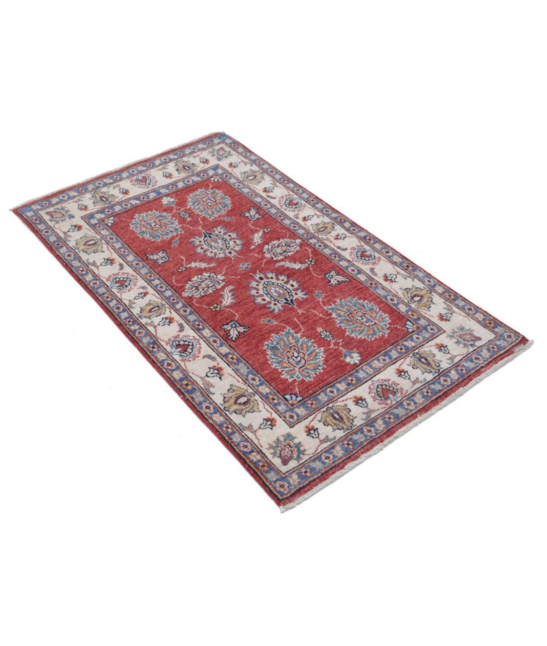 Hand Knotted Ziegler Farhan Wool Rug - 2'7'' x 4'4'' 2'7'' x 4'4'' (78 X 130) / Red / Ivory