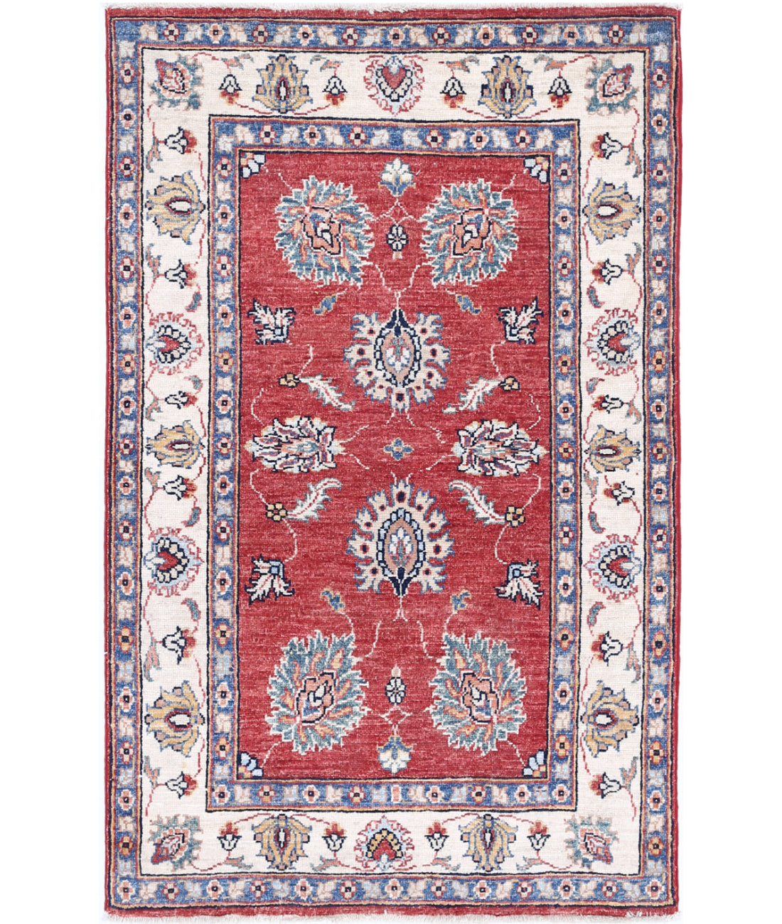 Hand Knotted Ziegler Farhan Wool Rug - 2&#39;7&#39;&#39; x 4&#39;4&#39;&#39; 2&#39;7&#39;&#39; x 4&#39;4&#39;&#39; (78 X 130) / Red / Ivory