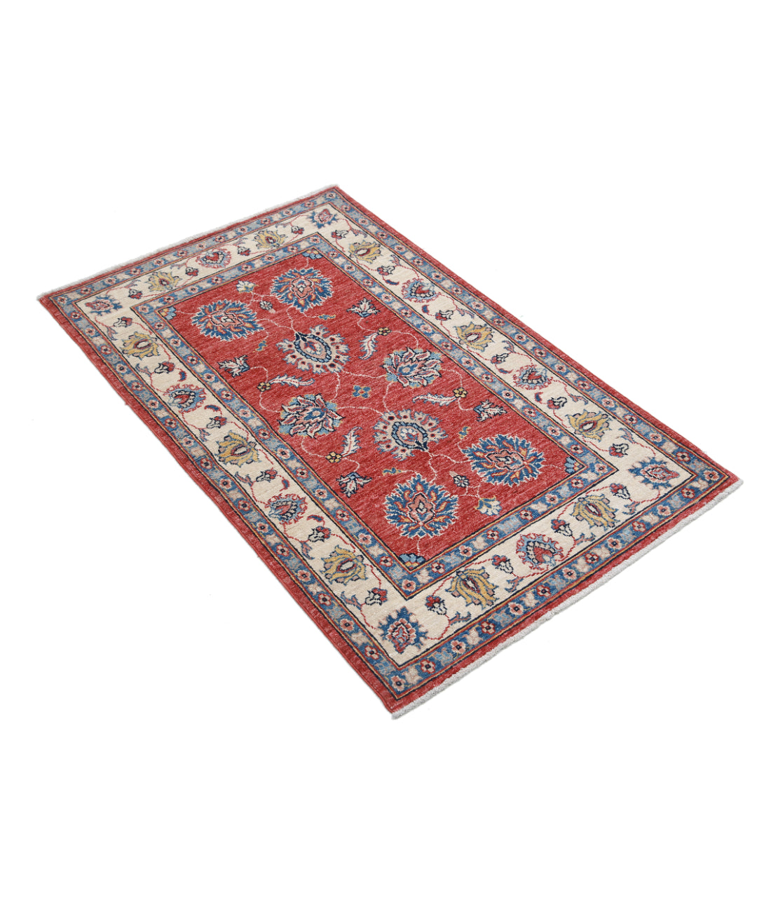 Hand Knotted Ziegler Farhan Wool Rug - 2'7'' x 4'2'' 2'7'' x 4'2'' (78 X 125) / Red / Ivory