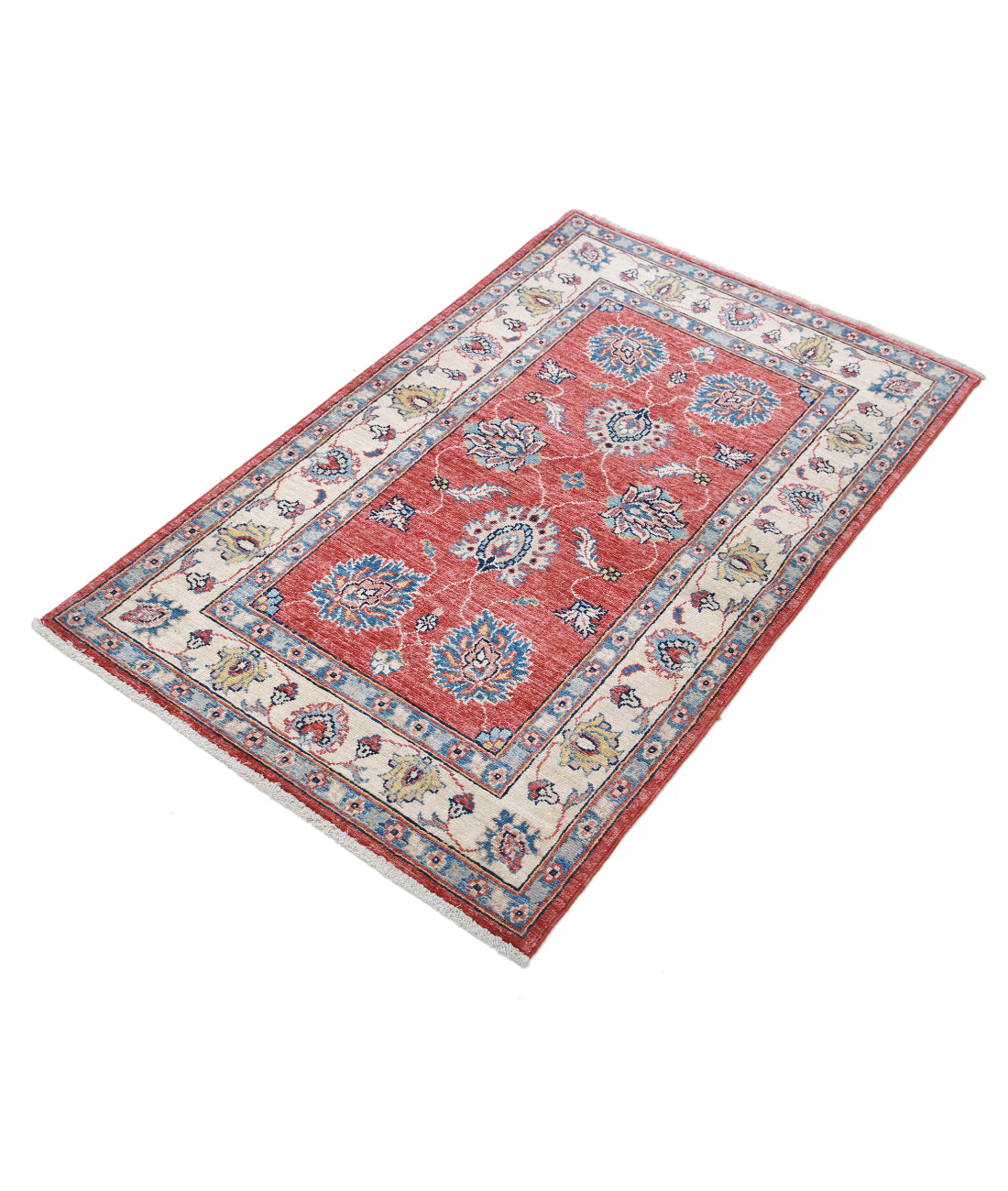 Hand Knotted Ziegler Farhan Wool Rug - 2'7'' x 4'2'' 2'7'' x 4'2'' (78 X 125) / Red / Ivory