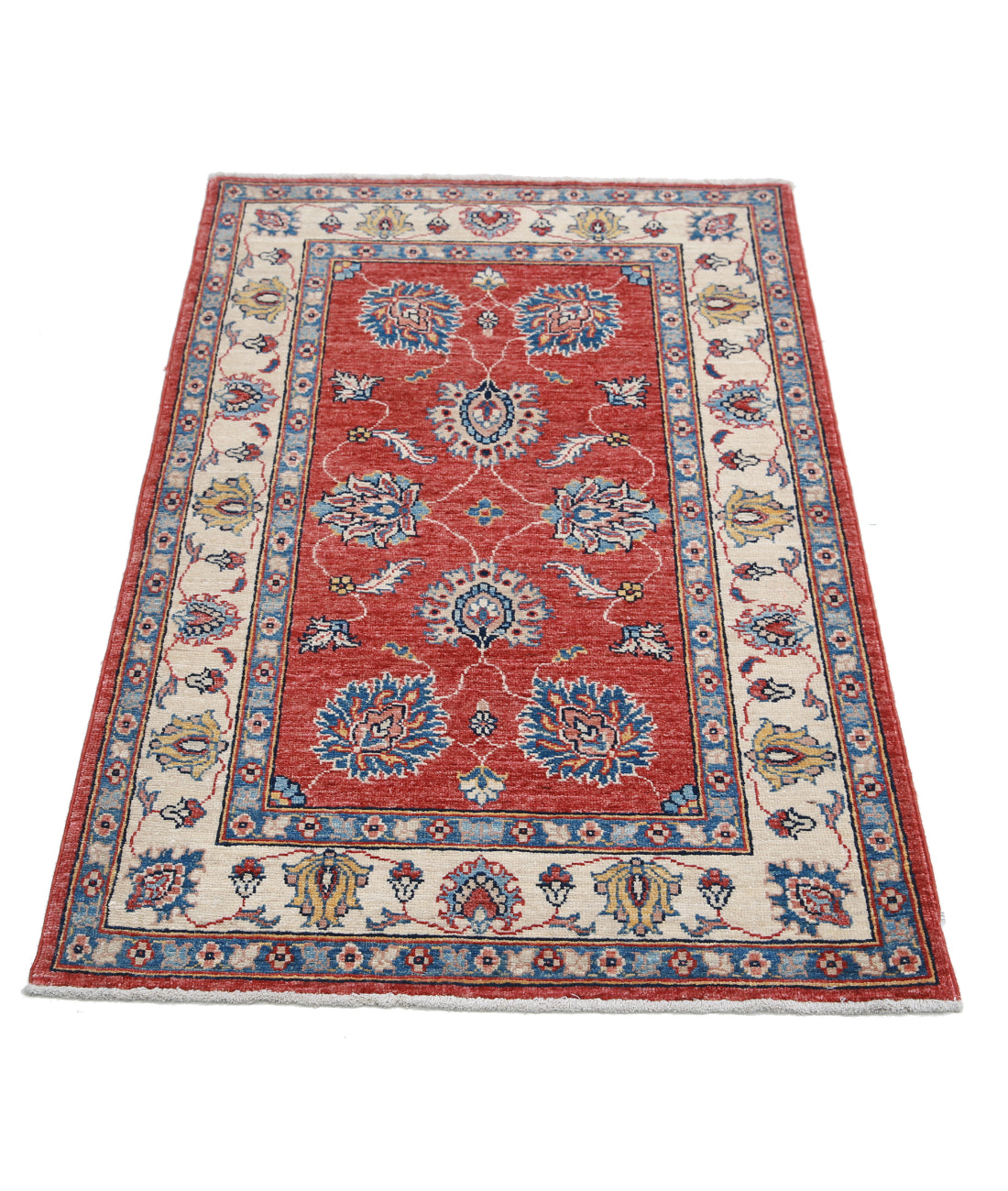 Hand Knotted Ziegler Farhan Wool Rug - 2'7'' x 4'2'' 2'7'' x 4'2'' (78 X 125) / Red / Ivory