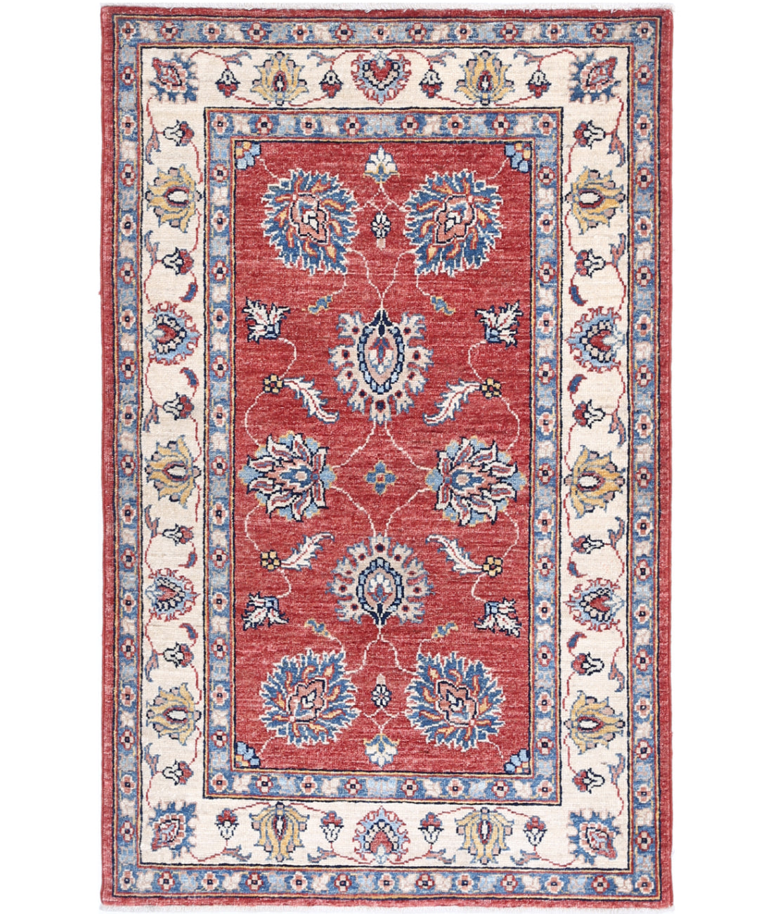 Hand Knotted Ziegler Farhan Wool Rug - 2&#39;7&#39;&#39; x 4&#39;2&#39;&#39; 2&#39;7&#39;&#39; x 4&#39;2&#39;&#39; (78 X 125) / Red / Ivory