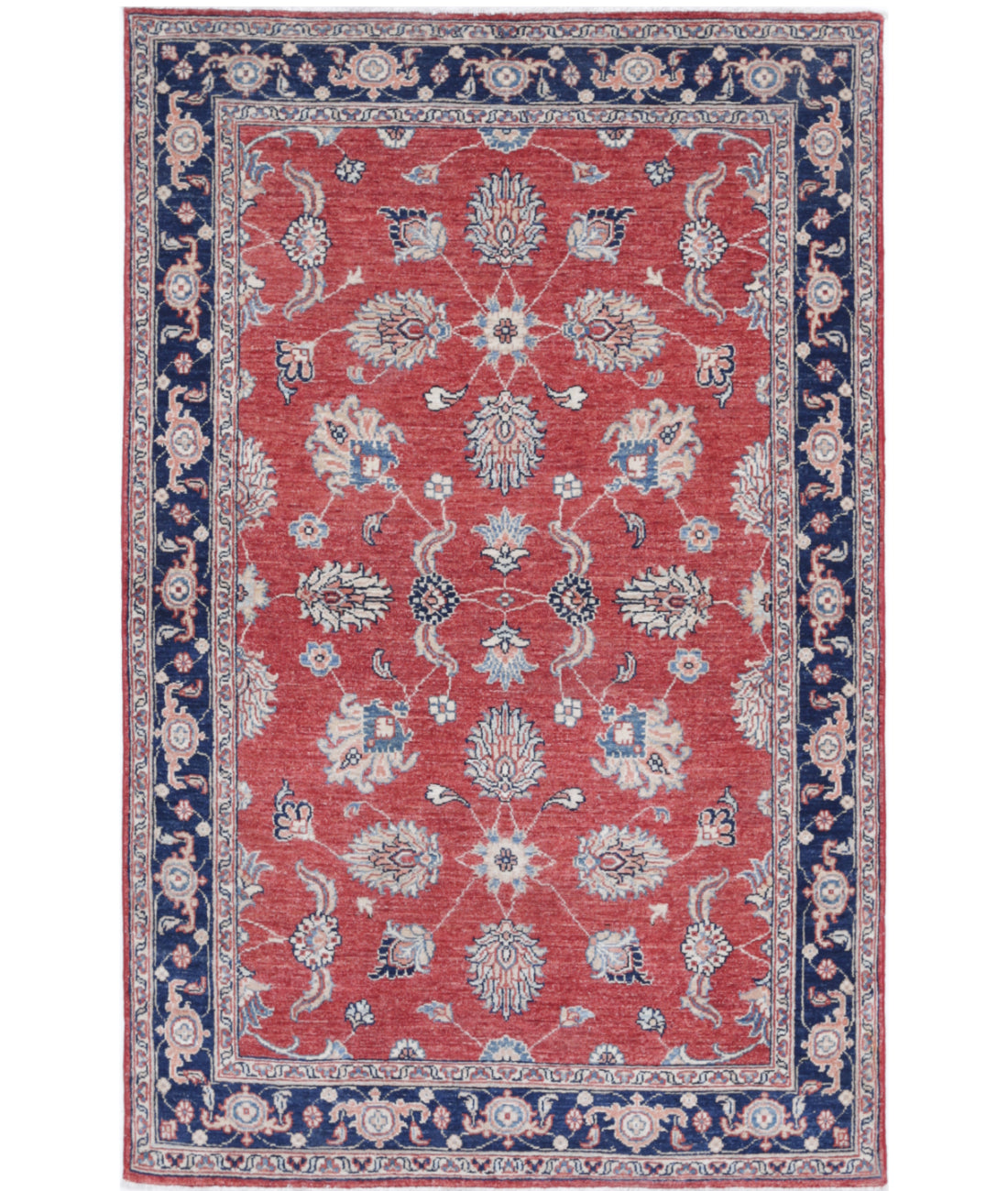 Hand Knotted Ziegler Farhan Wool Rug - 3'9'' x 6'0'' 3'9'' x 6'0'' (113 X 180) / Red / Blue