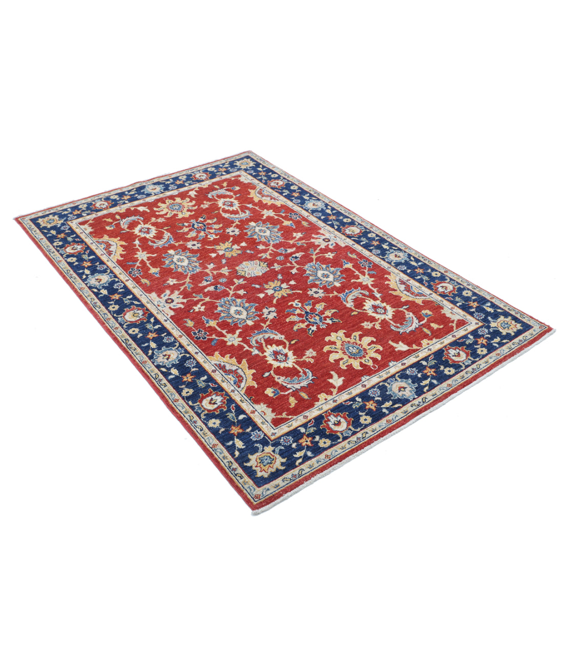 Hand Knotted Ziegler Farhan Wool Rug - 3'11'' x 5'8'' 3'11'' x 5'8'' (118 X 170) / Red / Blue