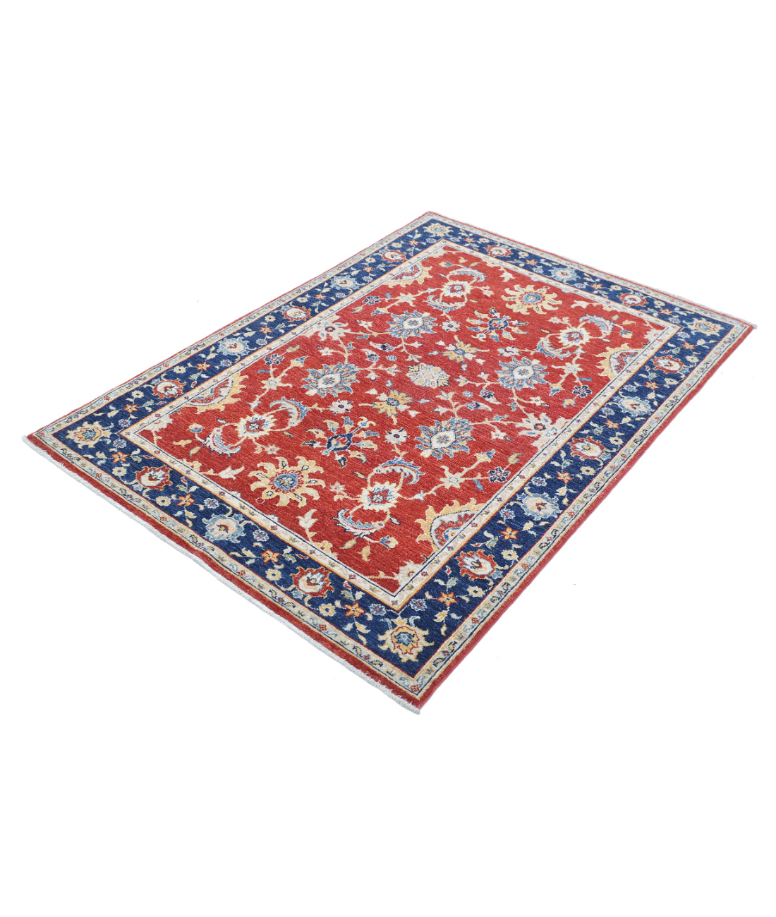 Hand Knotted Ziegler Farhan Wool Rug - 3'11'' x 5'8'' 3'11'' x 5'8'' (118 X 170) / Red / Blue