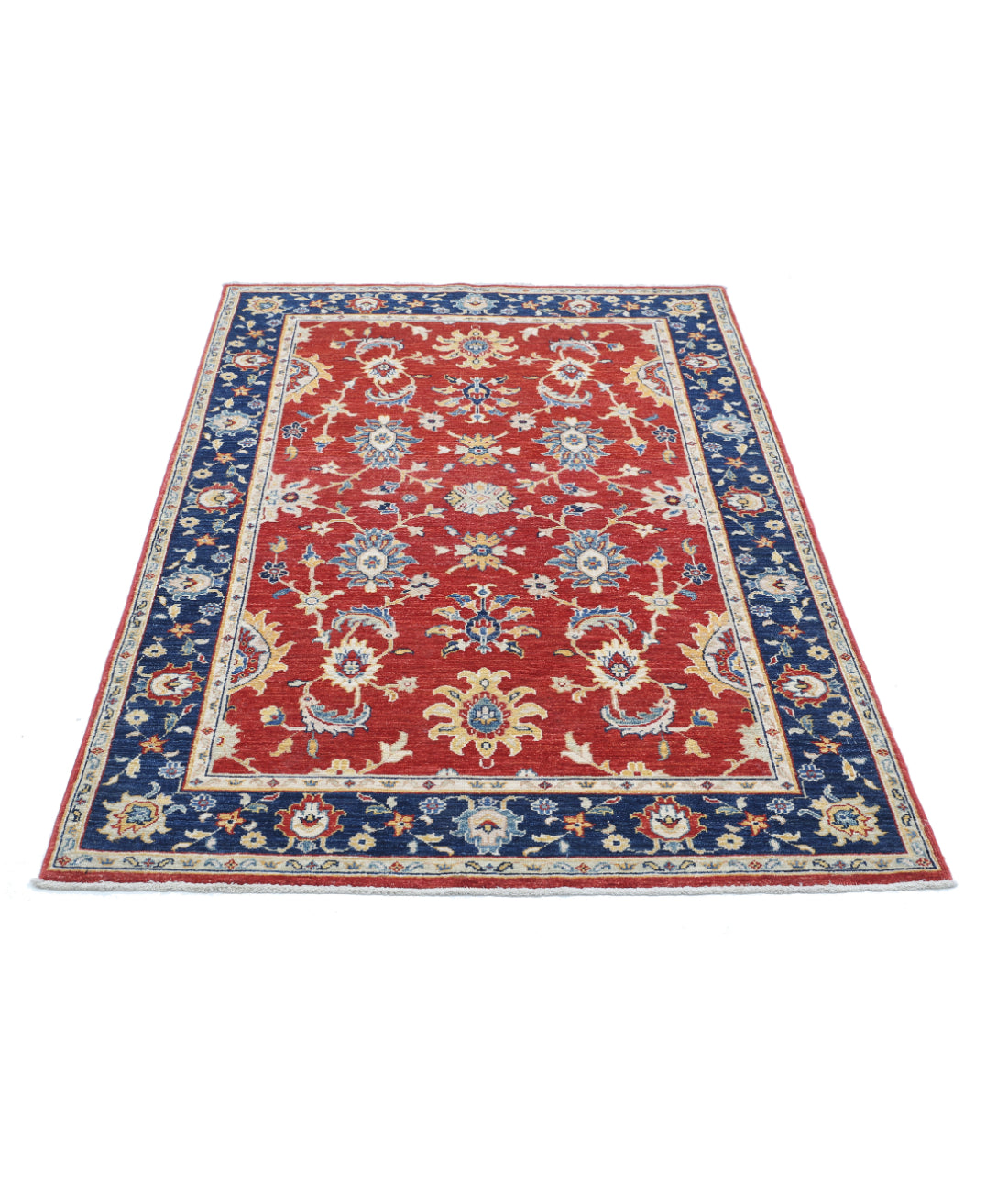 Hand Knotted Ziegler Farhan Wool Rug - 3'11'' x 5'8'' 3'11'' x 5'8'' (118 X 170) / Red / Blue