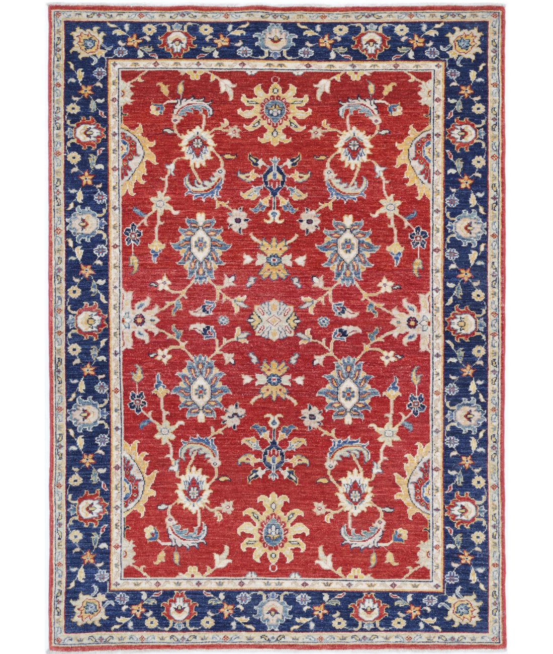 Hand Knotted Ziegler Farhan Wool Rug - 3&#39;11&#39;&#39; x 5&#39;8&#39;&#39; 3&#39;11&#39;&#39; x 5&#39;8&#39;&#39; (118 X 170) / Red / Blue