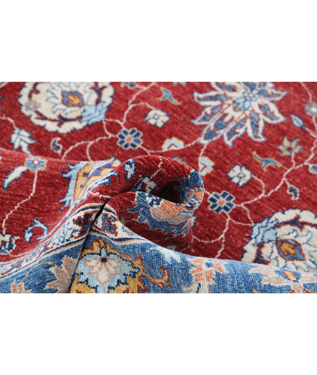 Hand Knotted Ziegler Farhan Wool Rug - 4'0'' x 5'10'' 4'0'' x 5'10'' (120 X 175) / Red / Blue