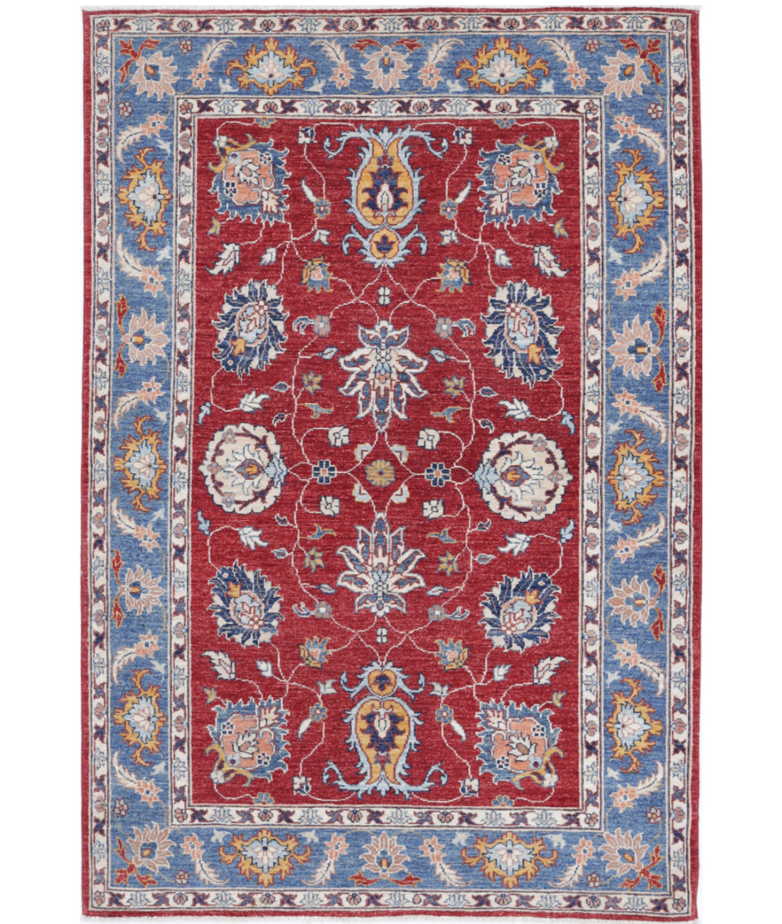 Hand Knotted Ziegler Farhan Wool Rug - 4&#39;0&#39;&#39; x 5&#39;10&#39;&#39; 4&#39;0&#39;&#39; x 5&#39;10&#39;&#39; (120 X 175) / Red / Blue