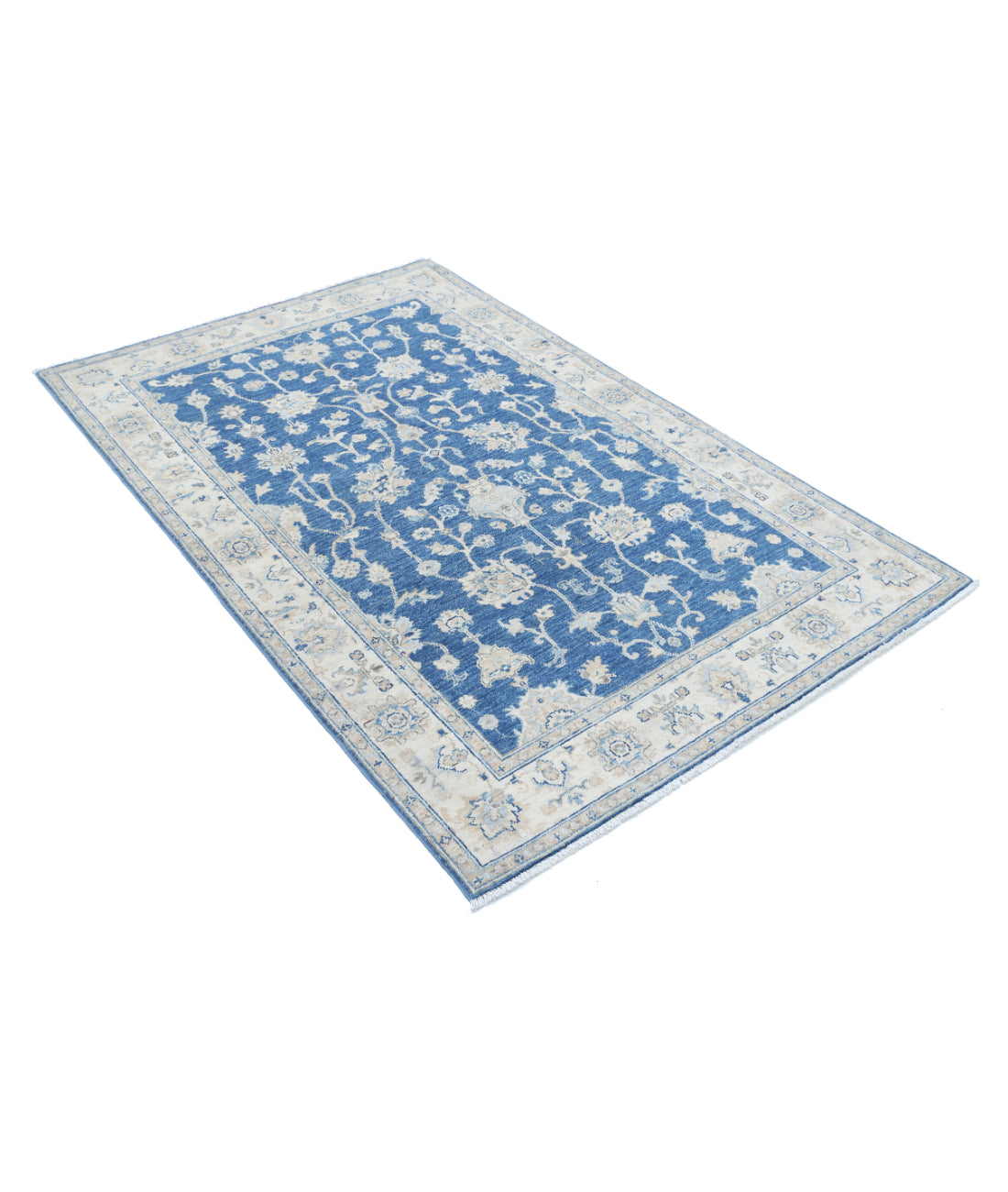 Hand Knotted Ziegler Farhan Wool Rug - 3'10'' x 6'0'' 3'10'' x 6'0'' (115 X 180) / Blue / Ivory